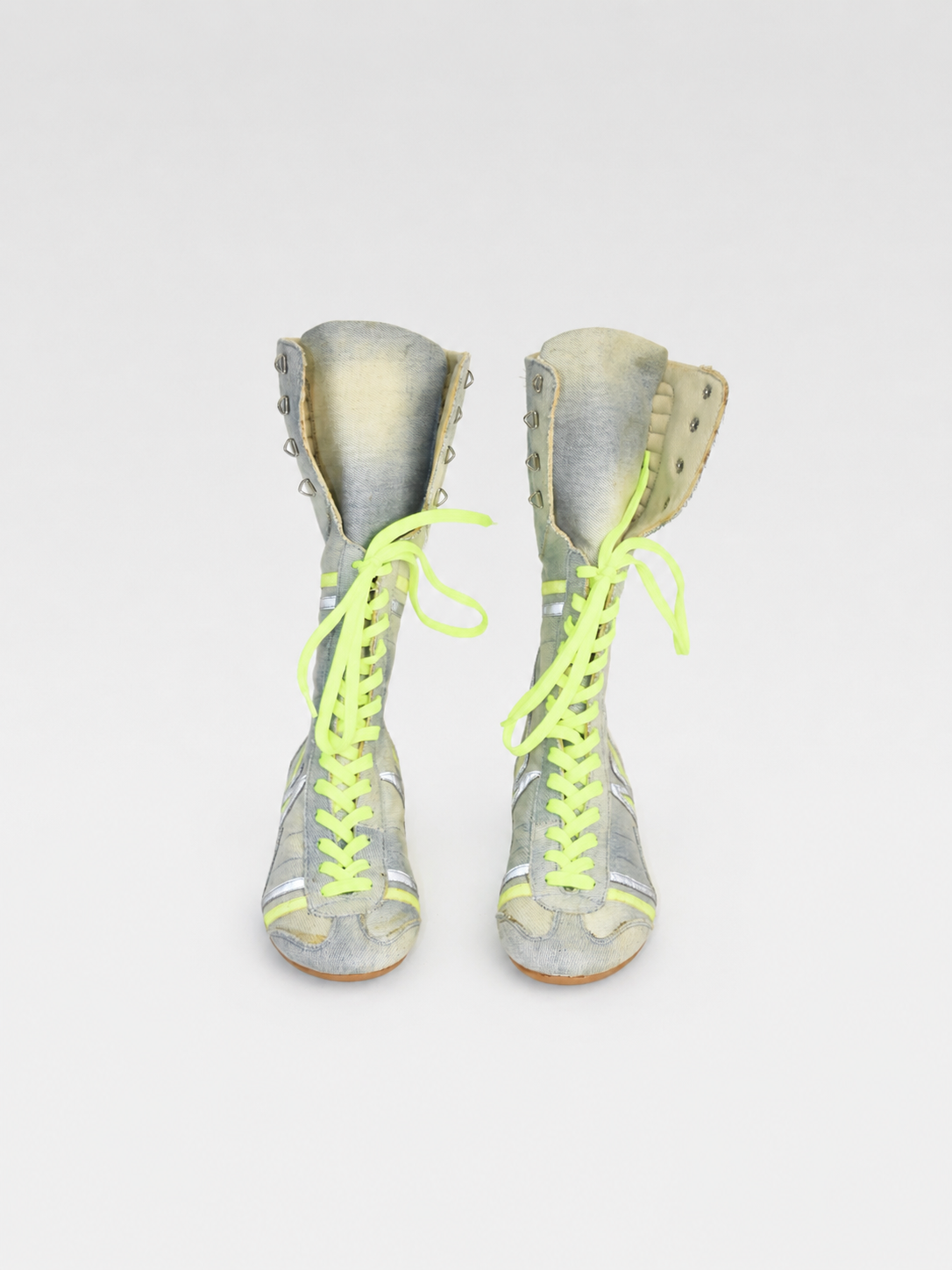 Walter Van Beirendonck “W&LT – Wild & Lethal Trash” Neon Lace High-Top Boots — Deadstock, with Original Box