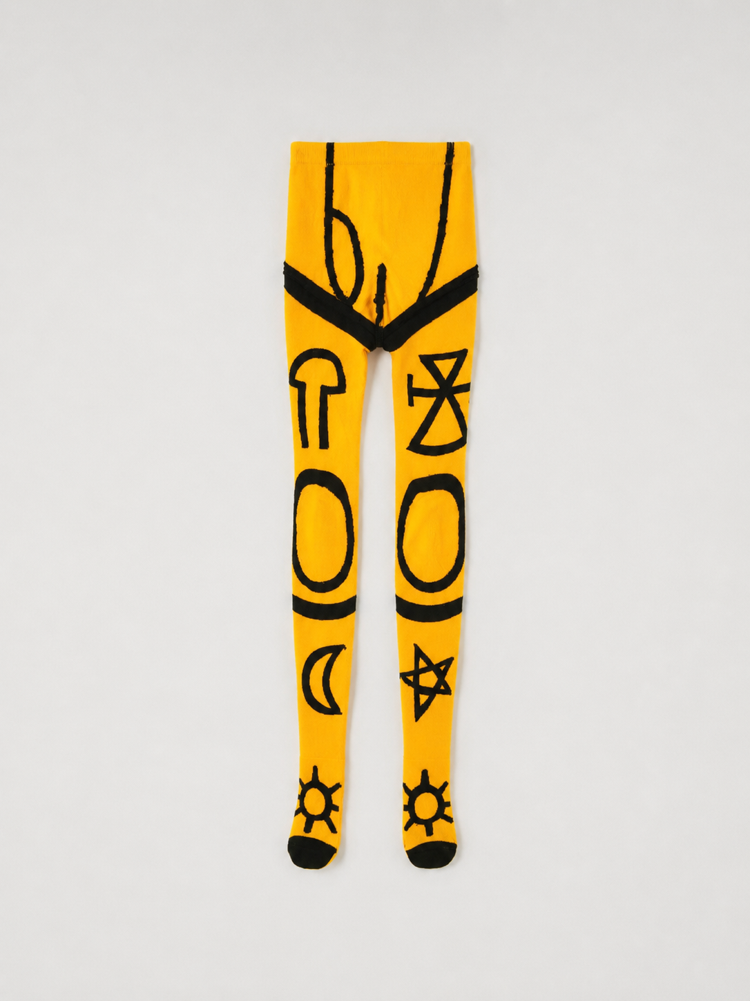 Charles Jeffrey Loverboy Yellow Symbolic Knit Bodystocking Leggings