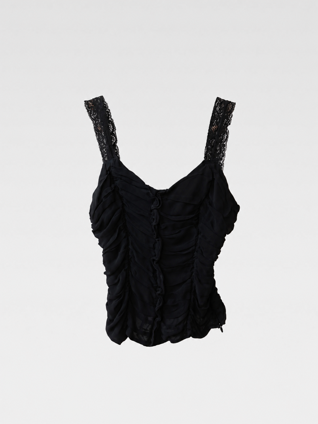Moschino Vintage Lace-Strap Ruched Camisole