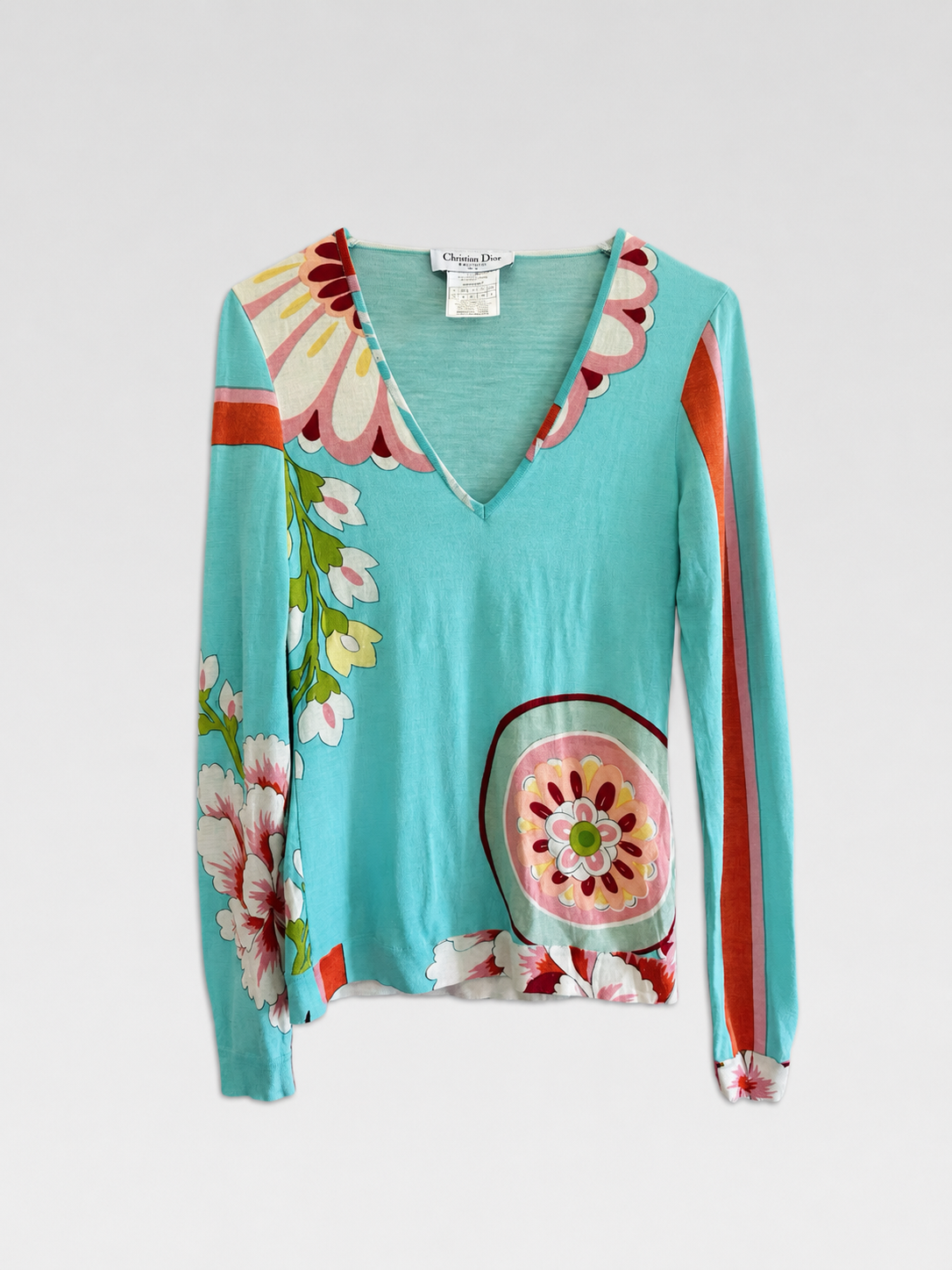 Christian Dior by John Galliano S/S 2003 Oriental Floral Print Knit Top – Runway Archive Rare Piece