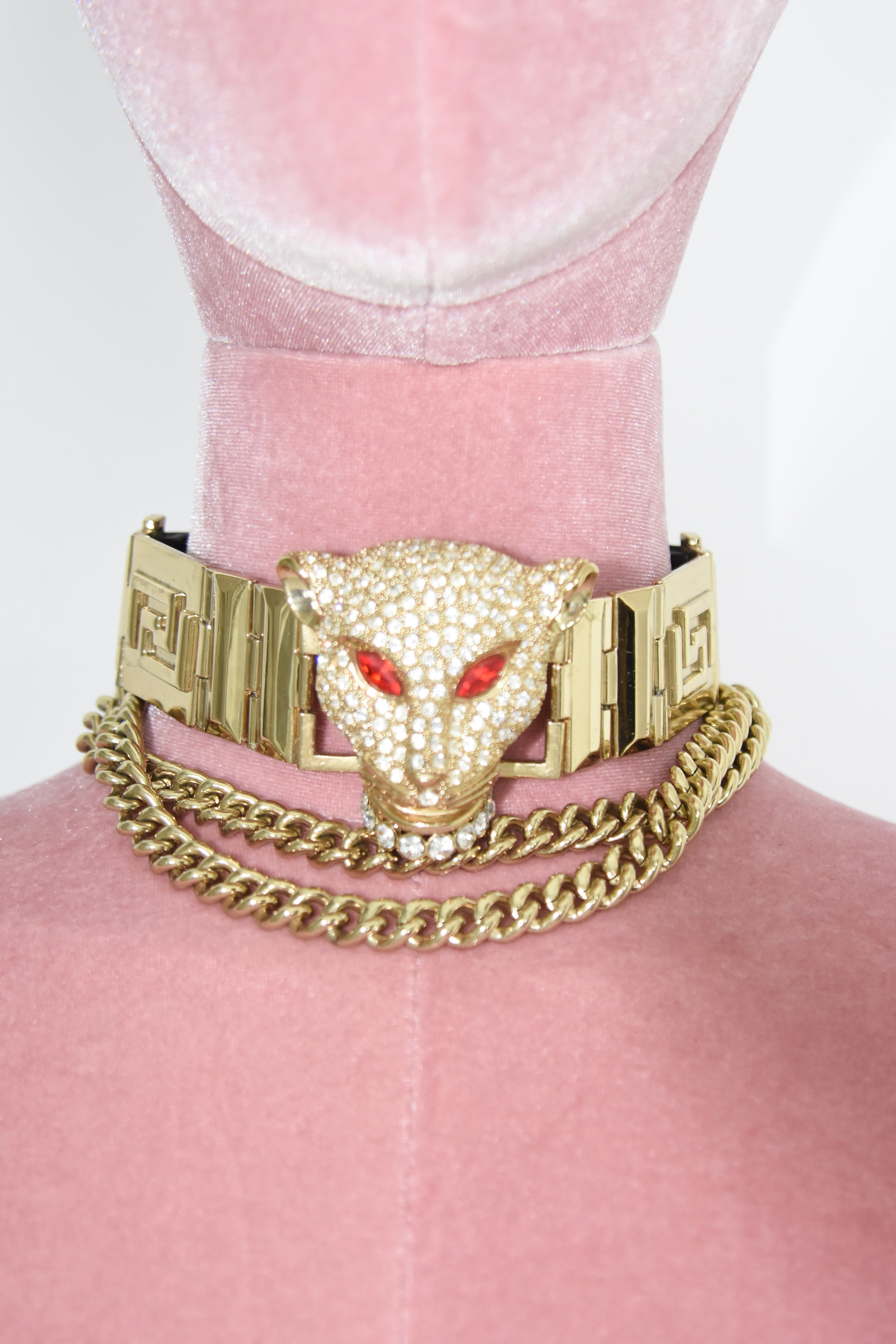 Versace × H&M Crystal Panther Head Chain Choker – 2011 Limited Collaboration Piece