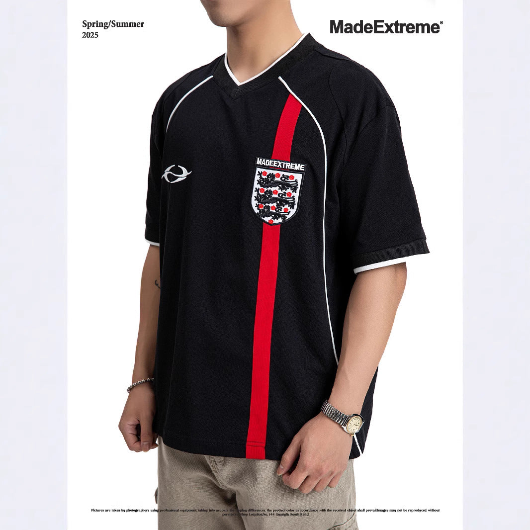 White and Black Trendy No.7 Beckham Print Football jersey loose short sleeve T-Shirt Top