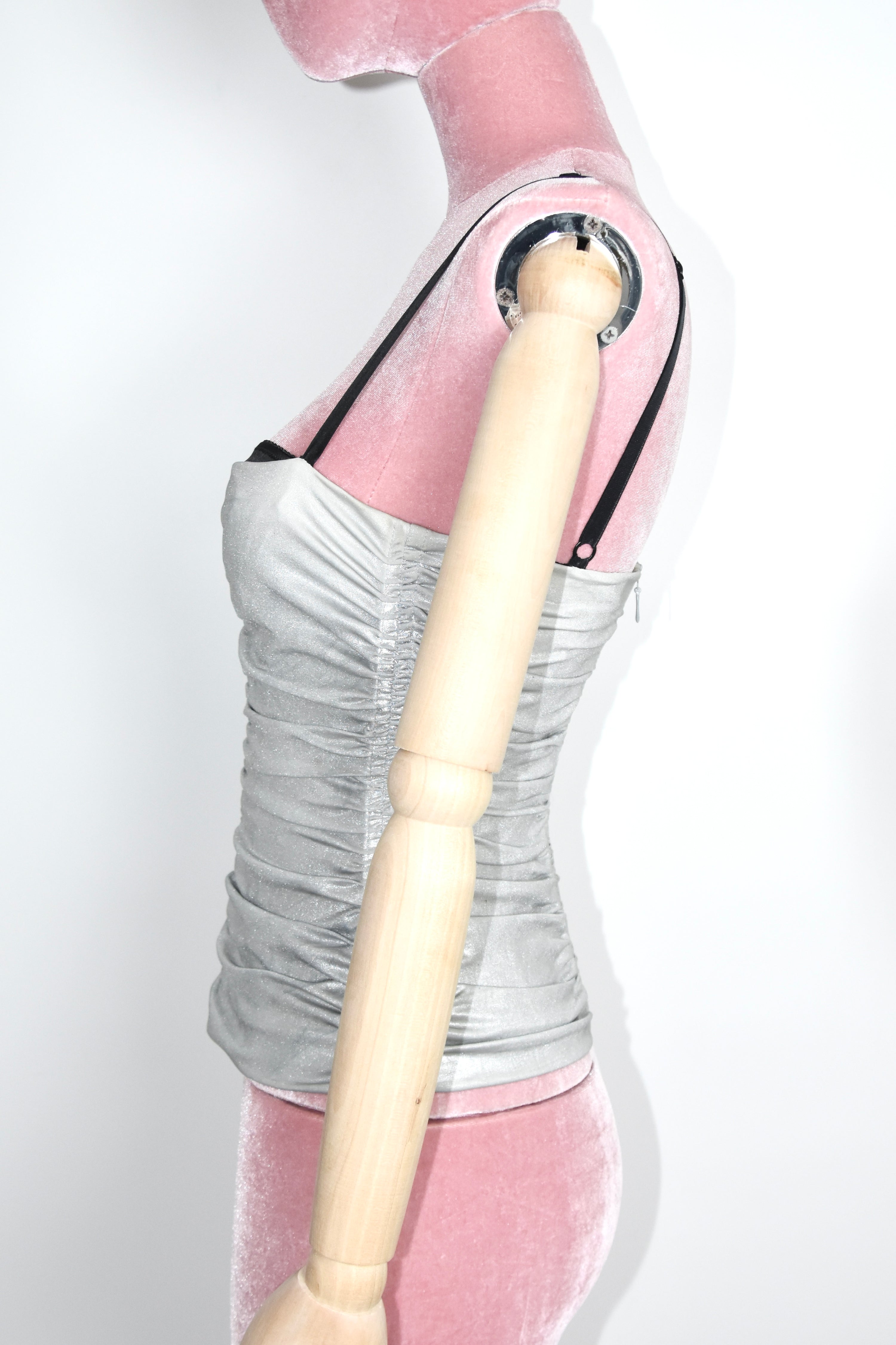 Dolce & Gabbana S/S 2003 Silver Ruched Lame Corset