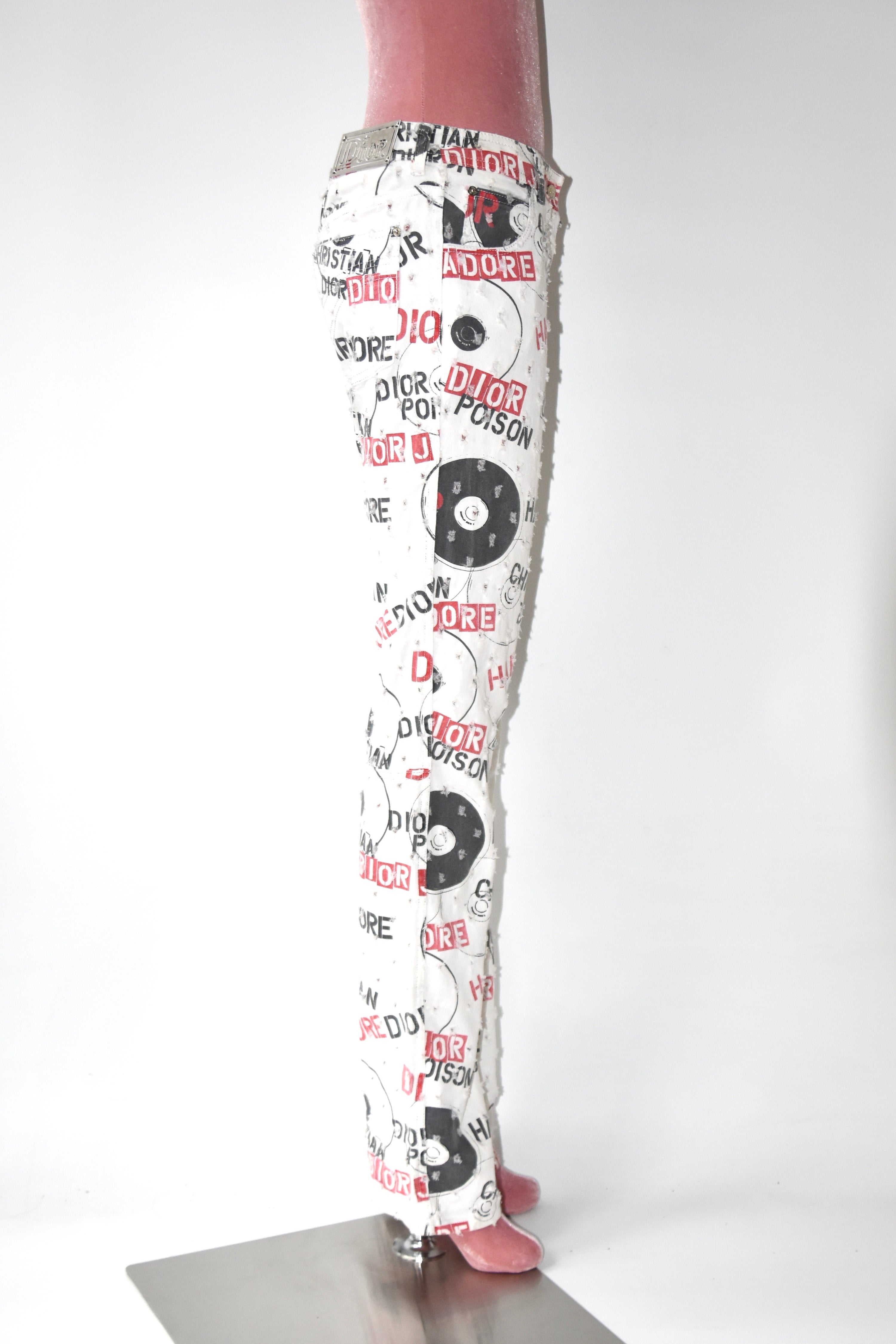 Christian Dior by John Galliano “Hardcore Dior” Graffiti Logo Print Pants – Early 2000s Punk Archive Collector Piece