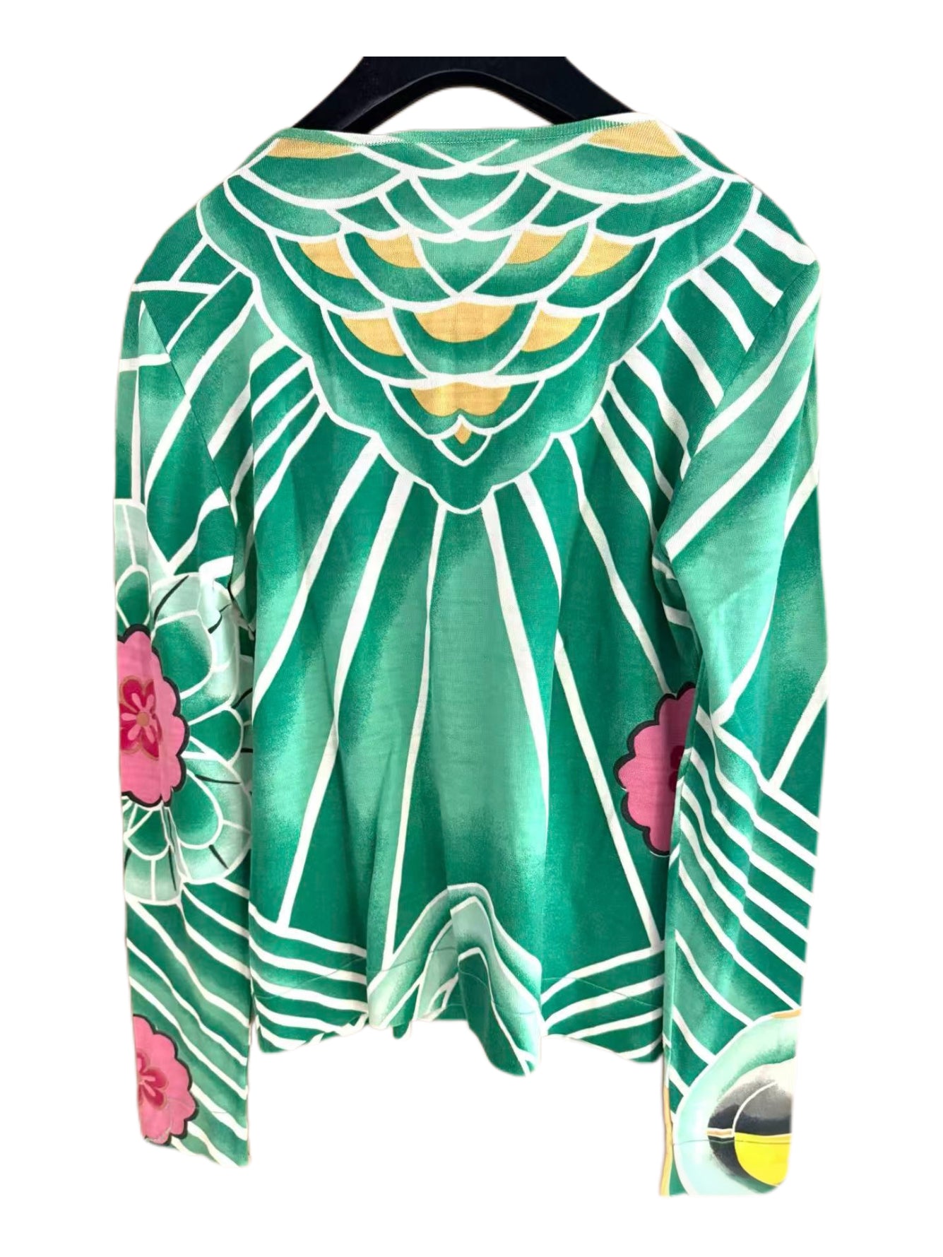 CHRISTIAN DIOR BY JOHN GALLIANO 2003 Runway Oriental Goldfish Print Wool Knit Cardigan & Camisole Set