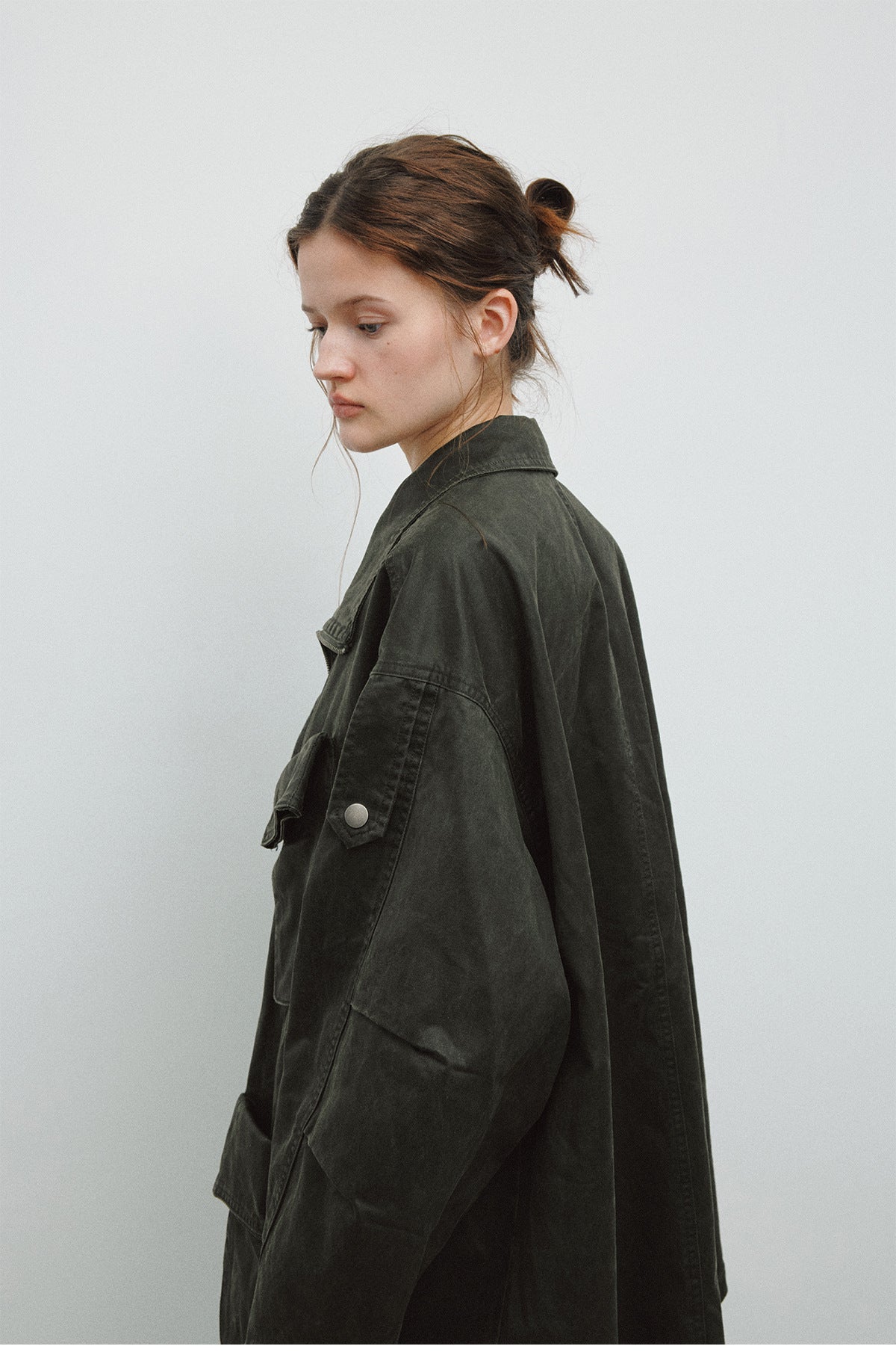 Spring New Casual Turn-Down Collar Vintage Distressed Multi-Pocket Versatile Long Jacket Coat