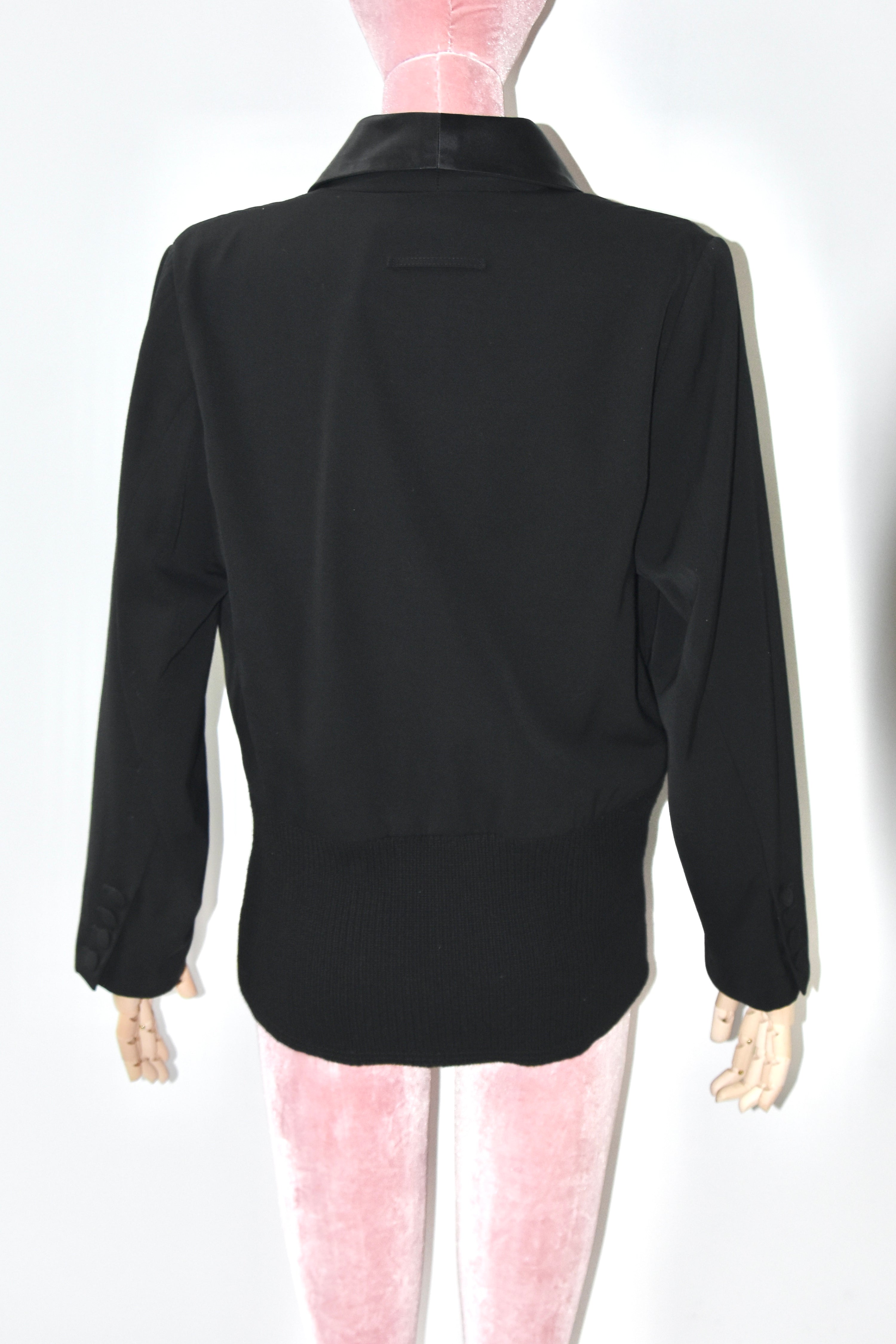 Jean Paul Gaultier Draped Silk Collar Knit-Hem Jacket