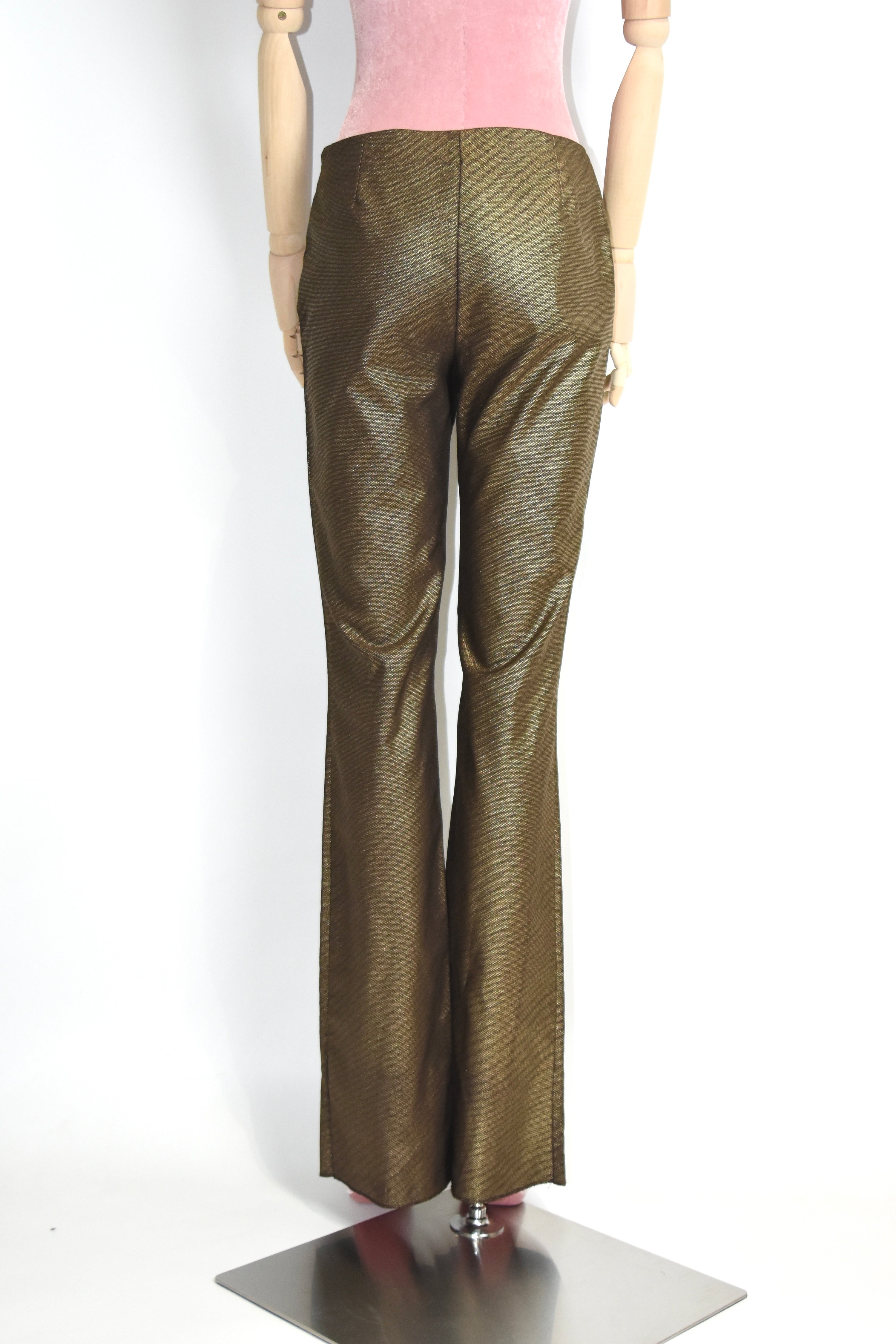 Versace Gold Metallic Straight-Leg Trousers