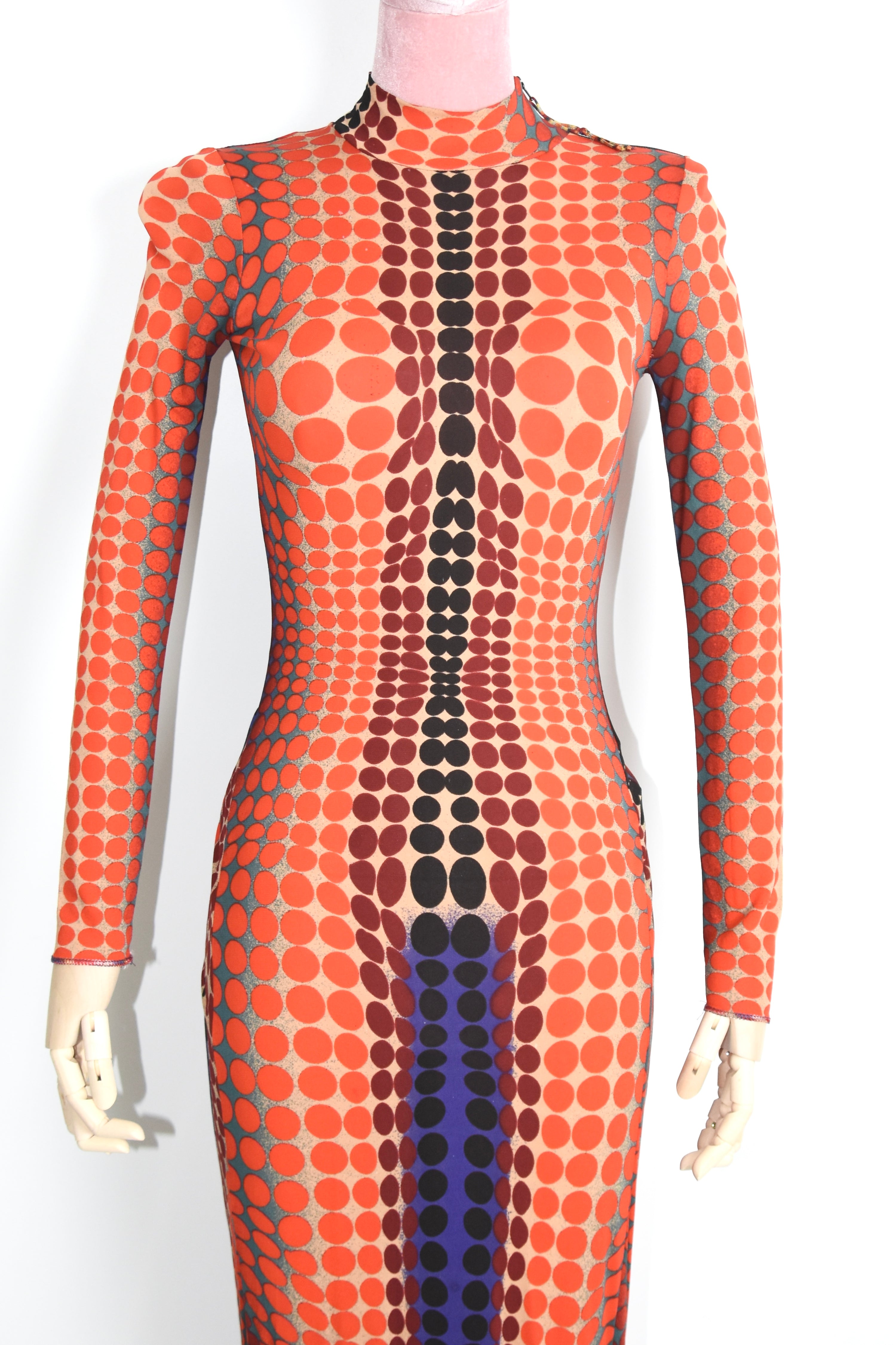 Jean Paul Gaultier S/S 1996 “Cyberdots” Optical Mesh Gown