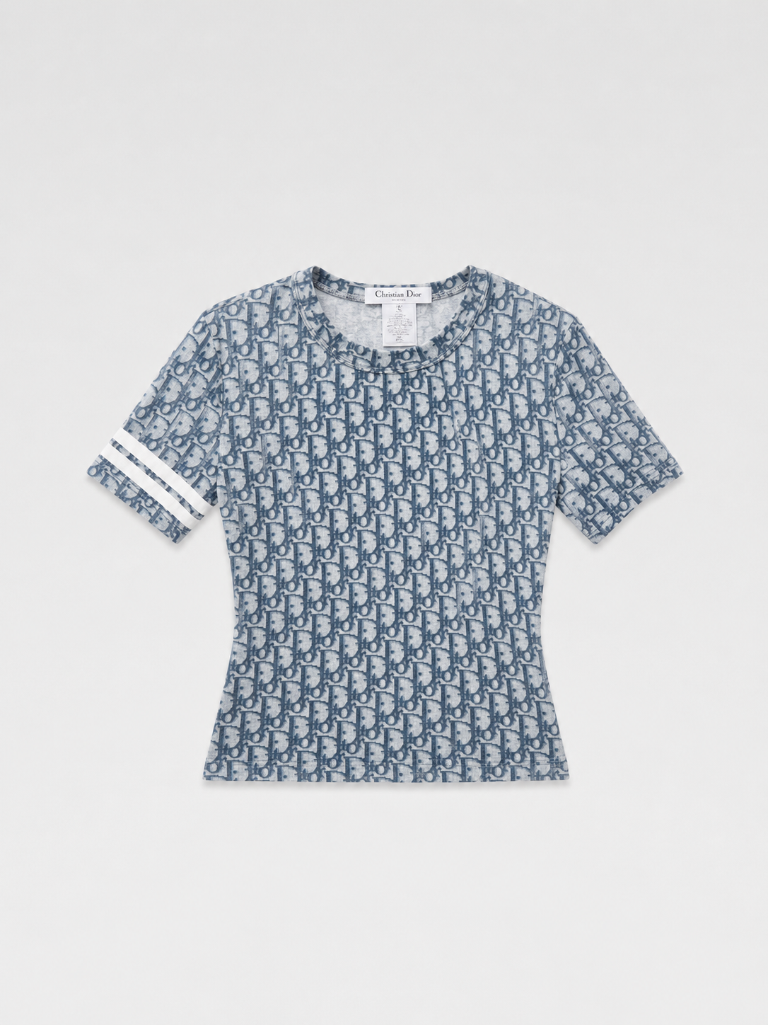 Christian Dior by John Galliano Blue Monogram Baby Tee (Y2K Boutique Oblique Icon)