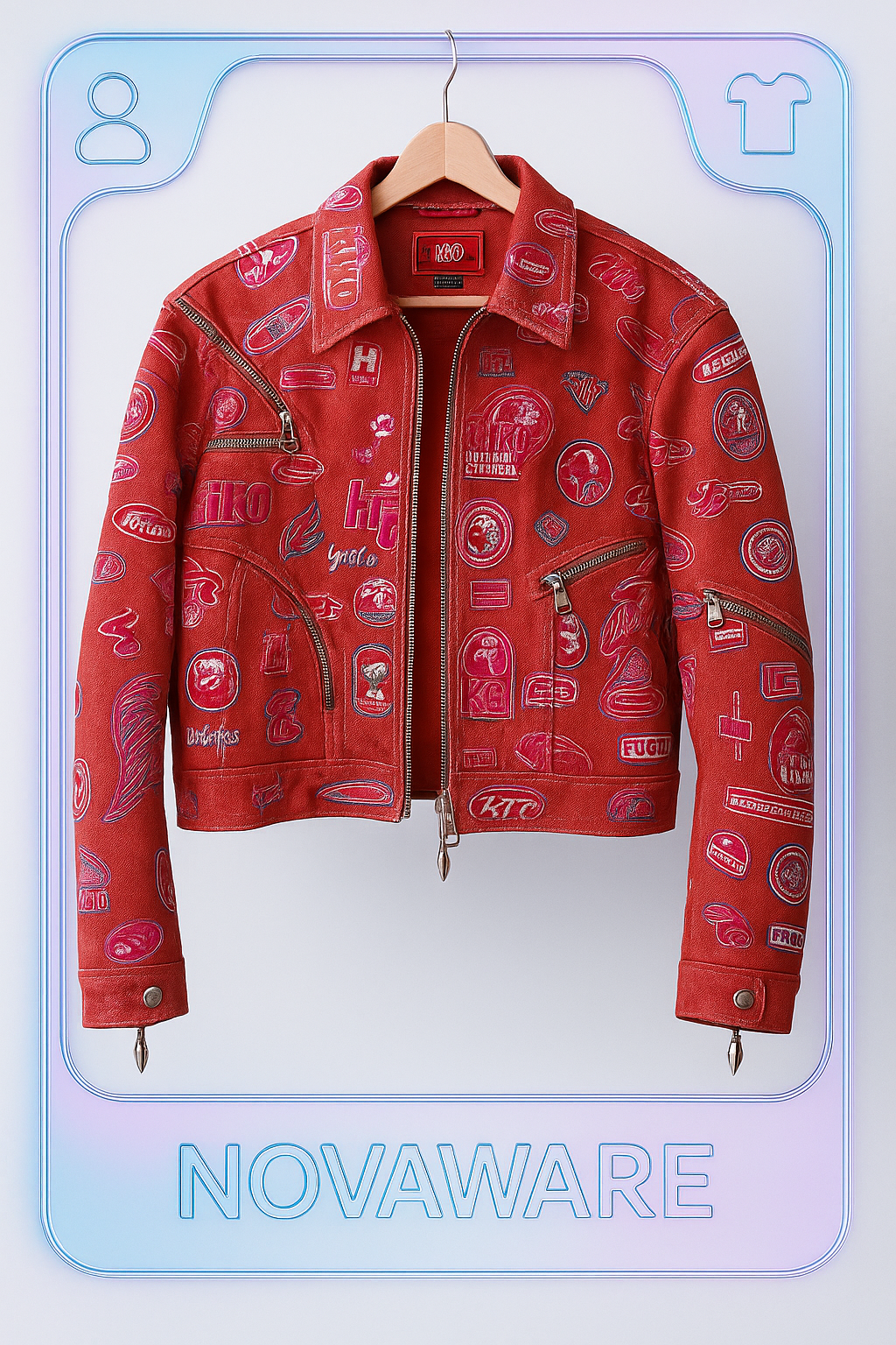 Kiko Kostadinov × Hysteric Glamour FW22 Pink Logo Print Deconstructed Denim Jacket