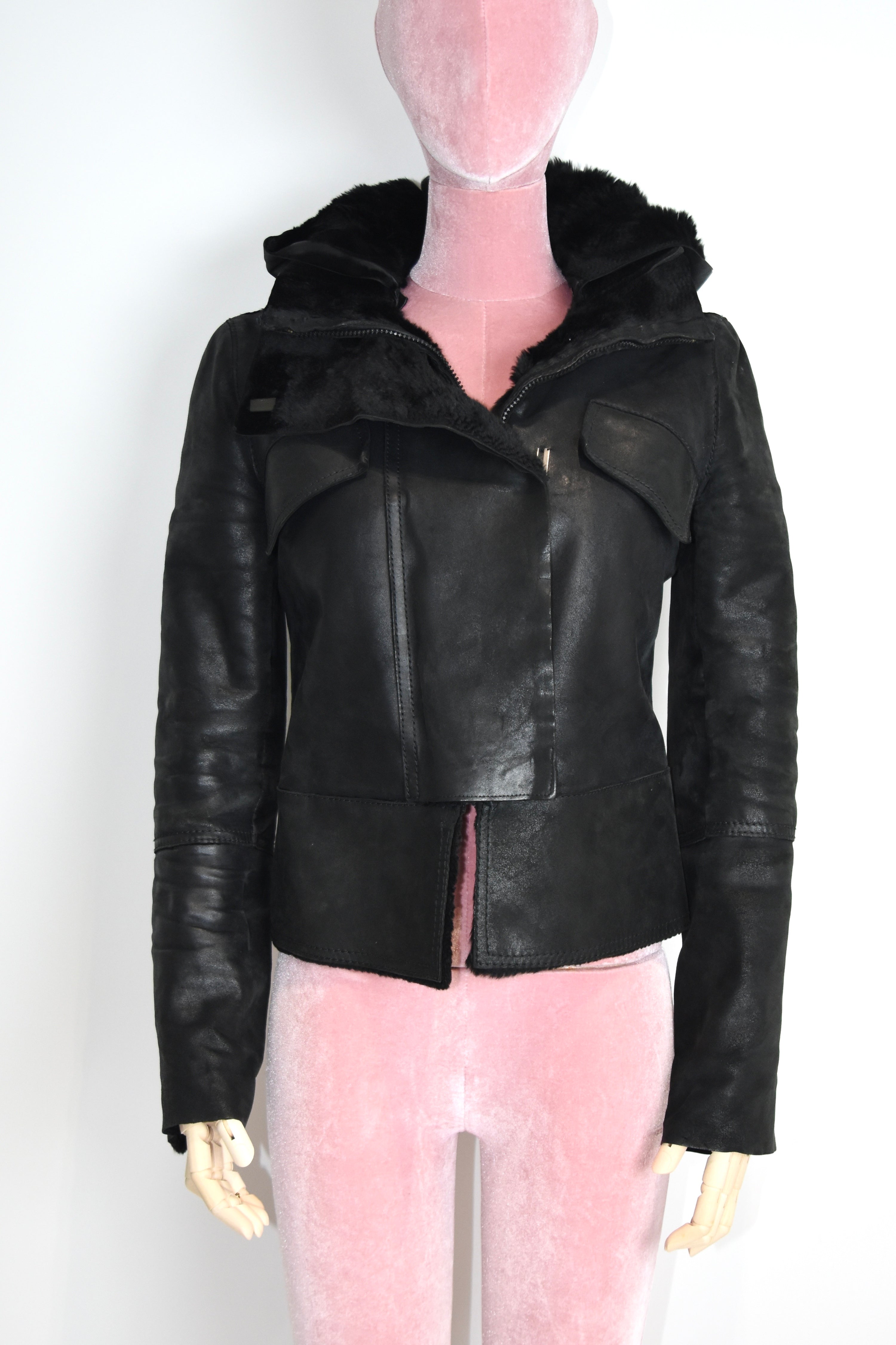 Gucci by Tom Ford Hooded Shearling Leather Jacket