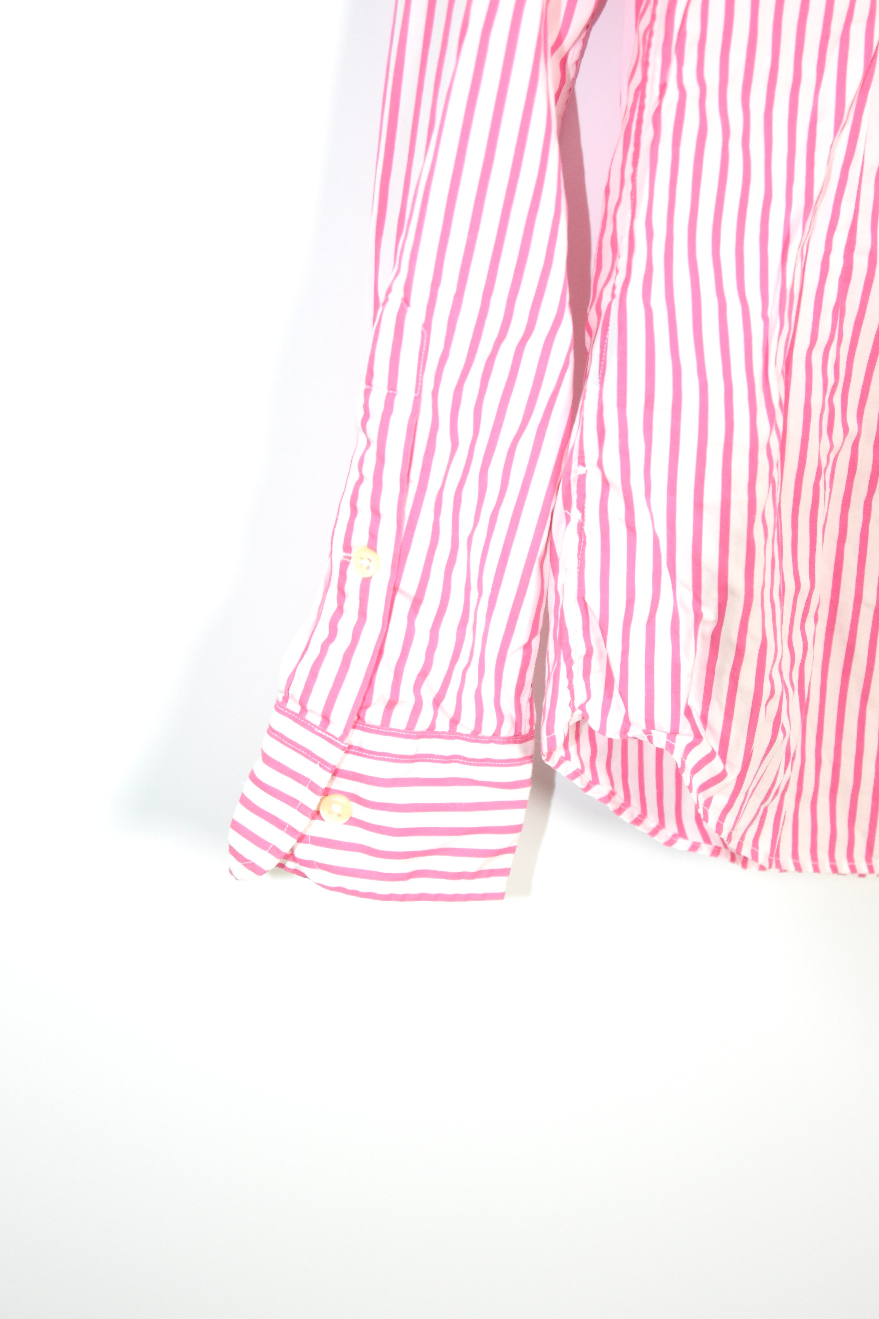 Ralph Lauren Pink White Striped Cotton Button-Down Shirt Women’s Custom Fit Preppy Oxford Blouse