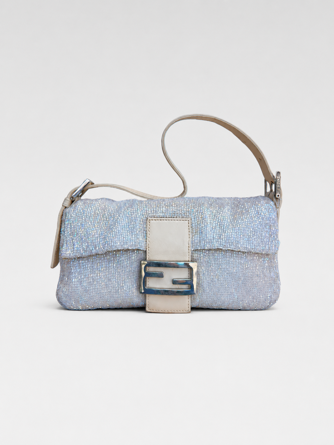 Fendi Vintage Pearl Beaded Baguette Bag Iridescent Sequin Embellished Limited Edition Shoulder Bag