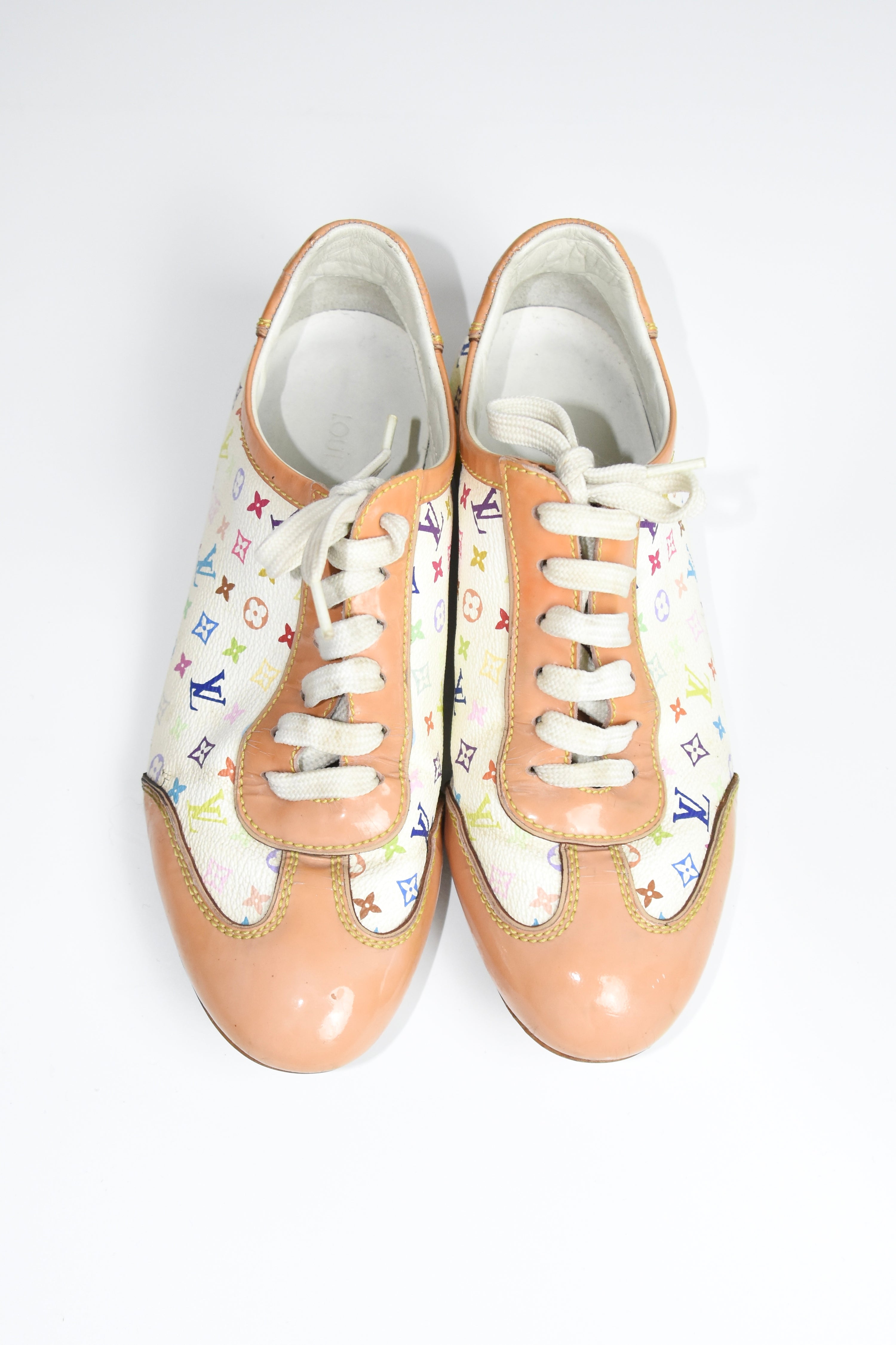 Louis Vuitton Monogram Multicolor Canvas & Patent Leather Lace-Up Sneakers (Y2K Takashi Murakami Era)