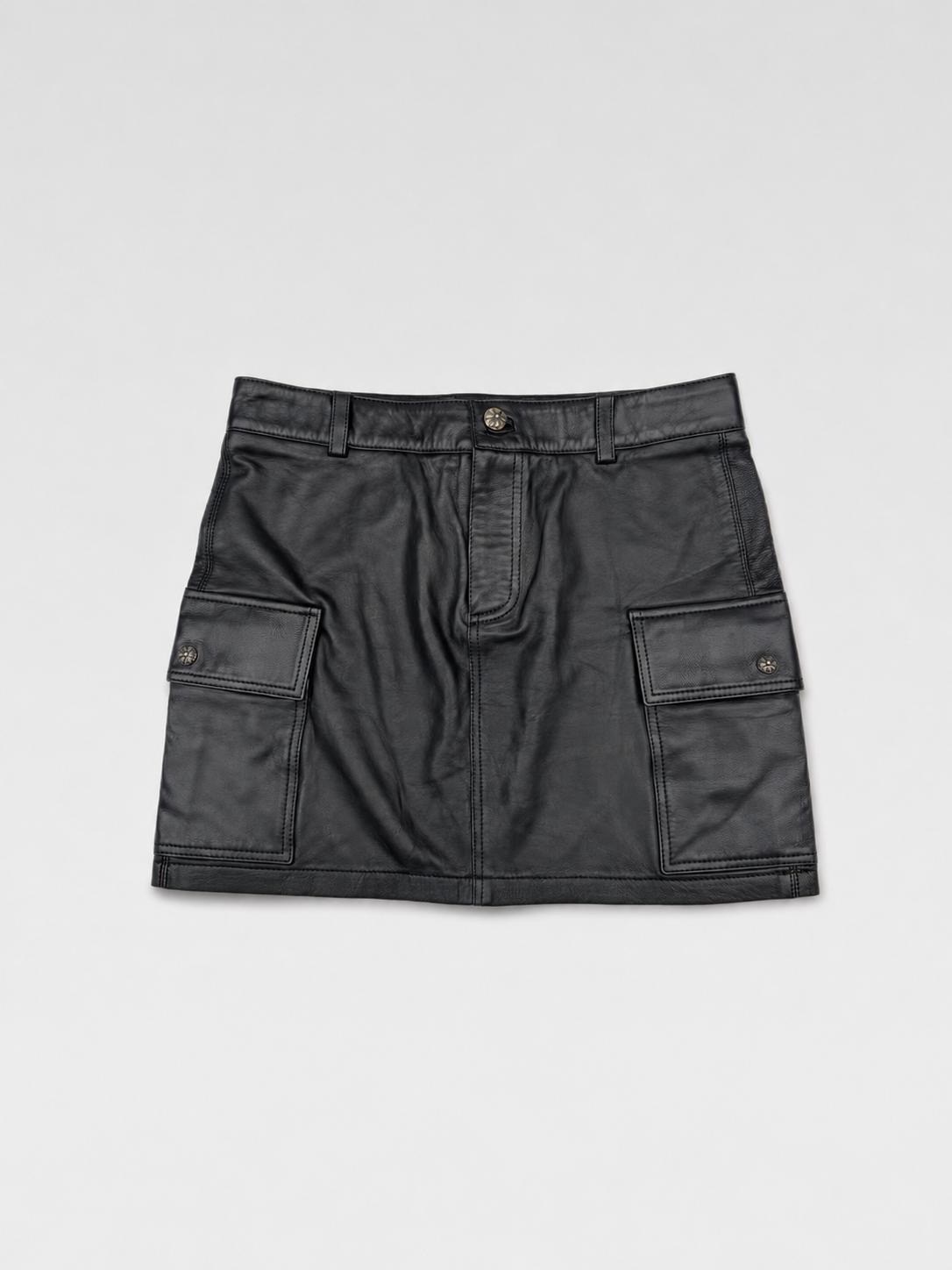 Chrome Hearts Black Leather Cargo Mini Skirt – Iconic Hardware Archive Piece