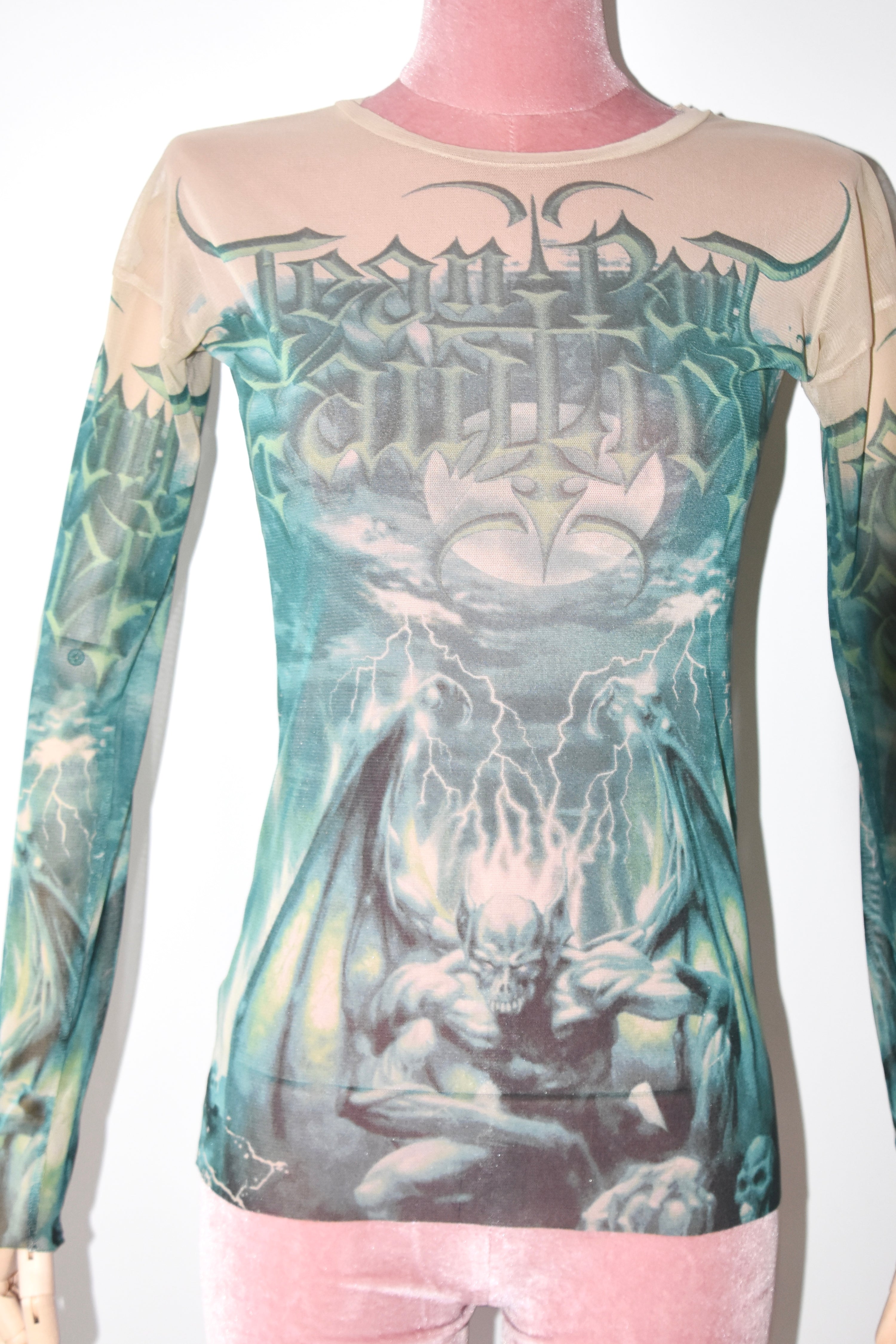 Jean Paul Gaultier Rare Green Satanic Mesh Top
