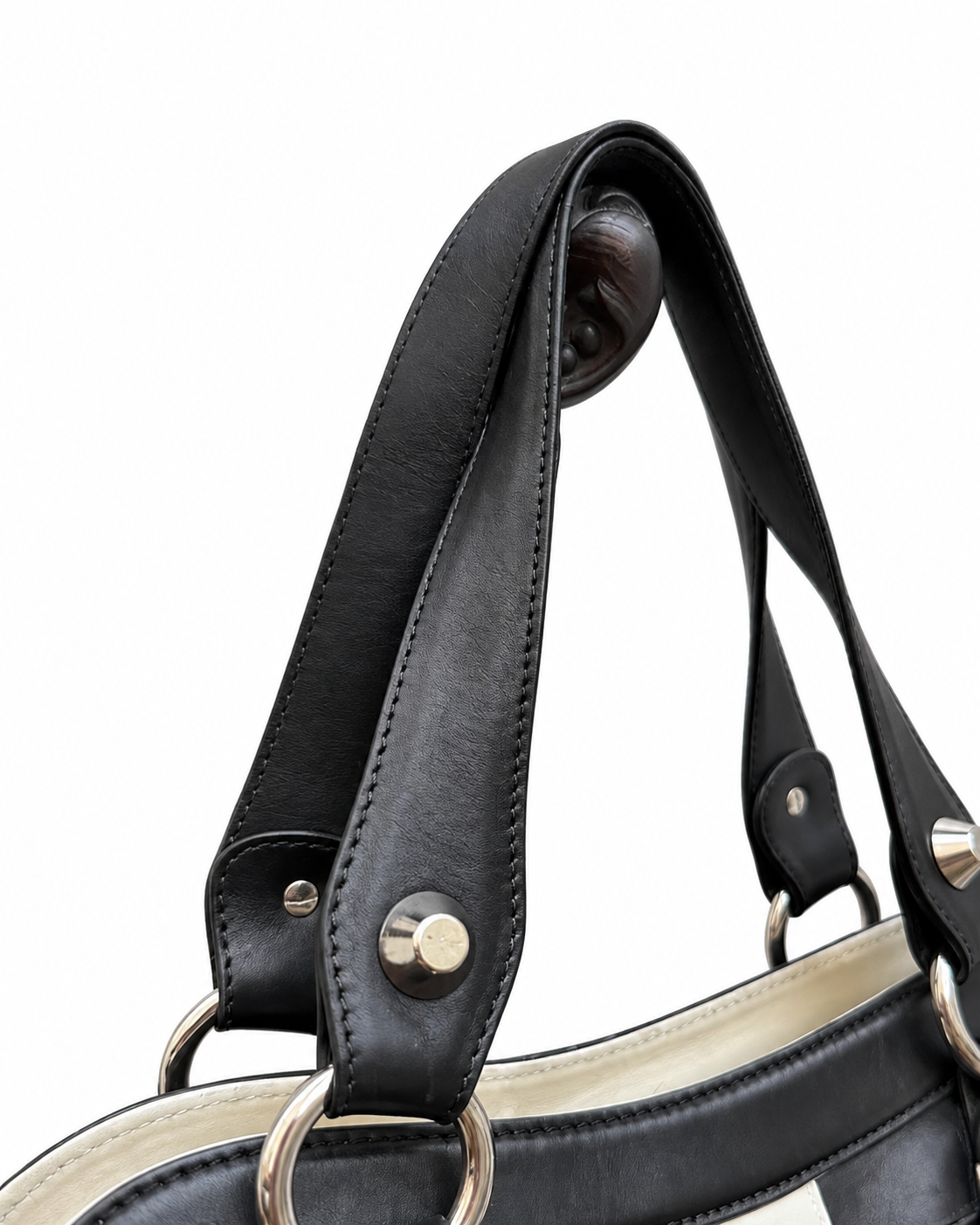 John Richmond Black Studded Metal Detail Shoulder Bag