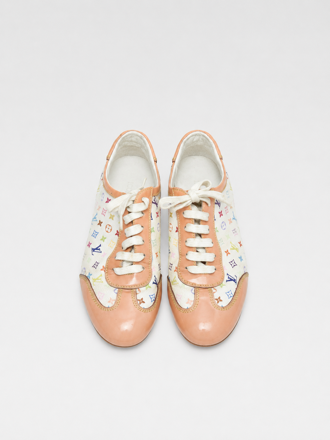 Louis Vuitton Monogram Multicolor Canvas & Patent Leather Lace-Up Sneakers (Y2K Takashi Murakami Era)