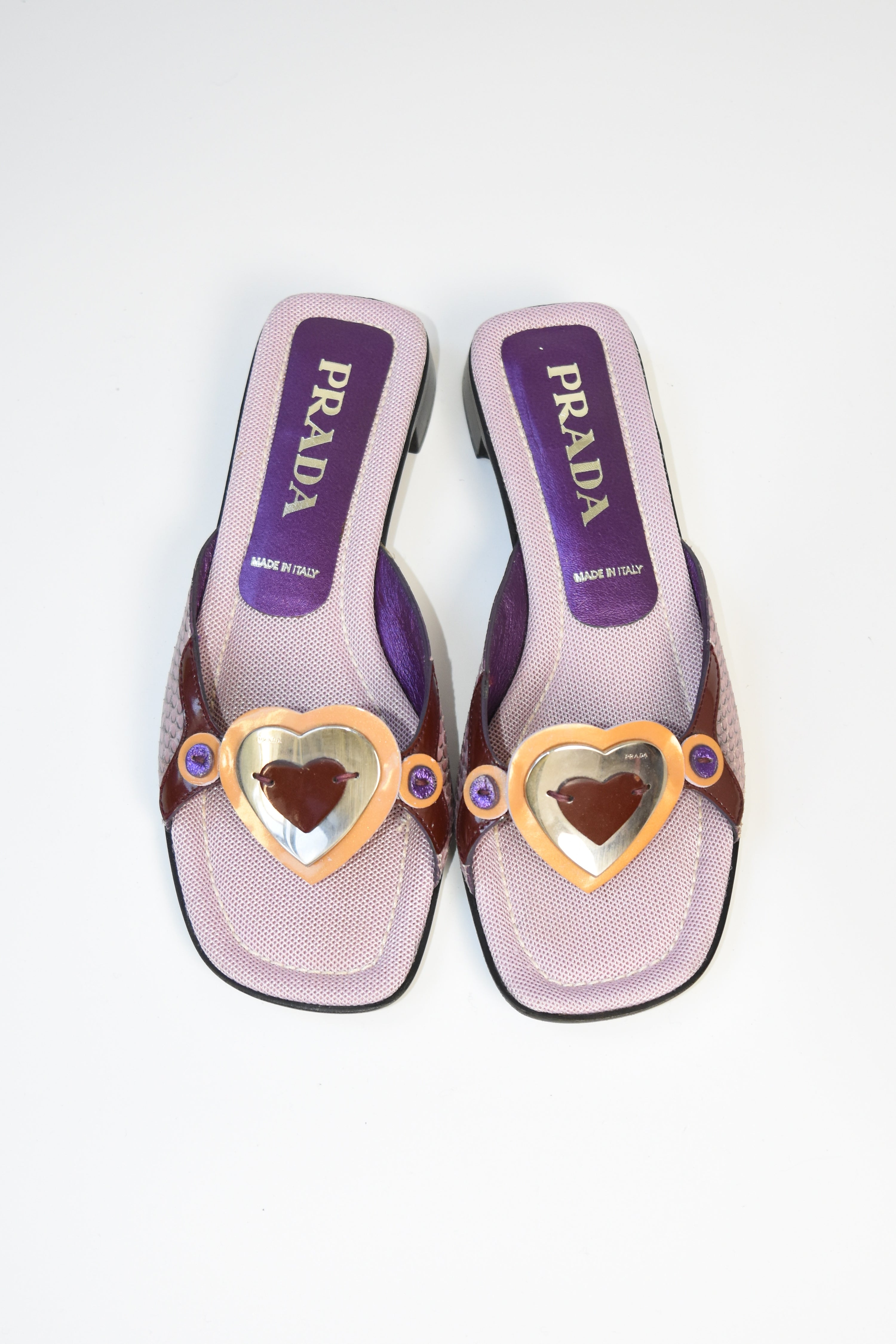 Prada Vintage Heart Icon Sandals in Purple
