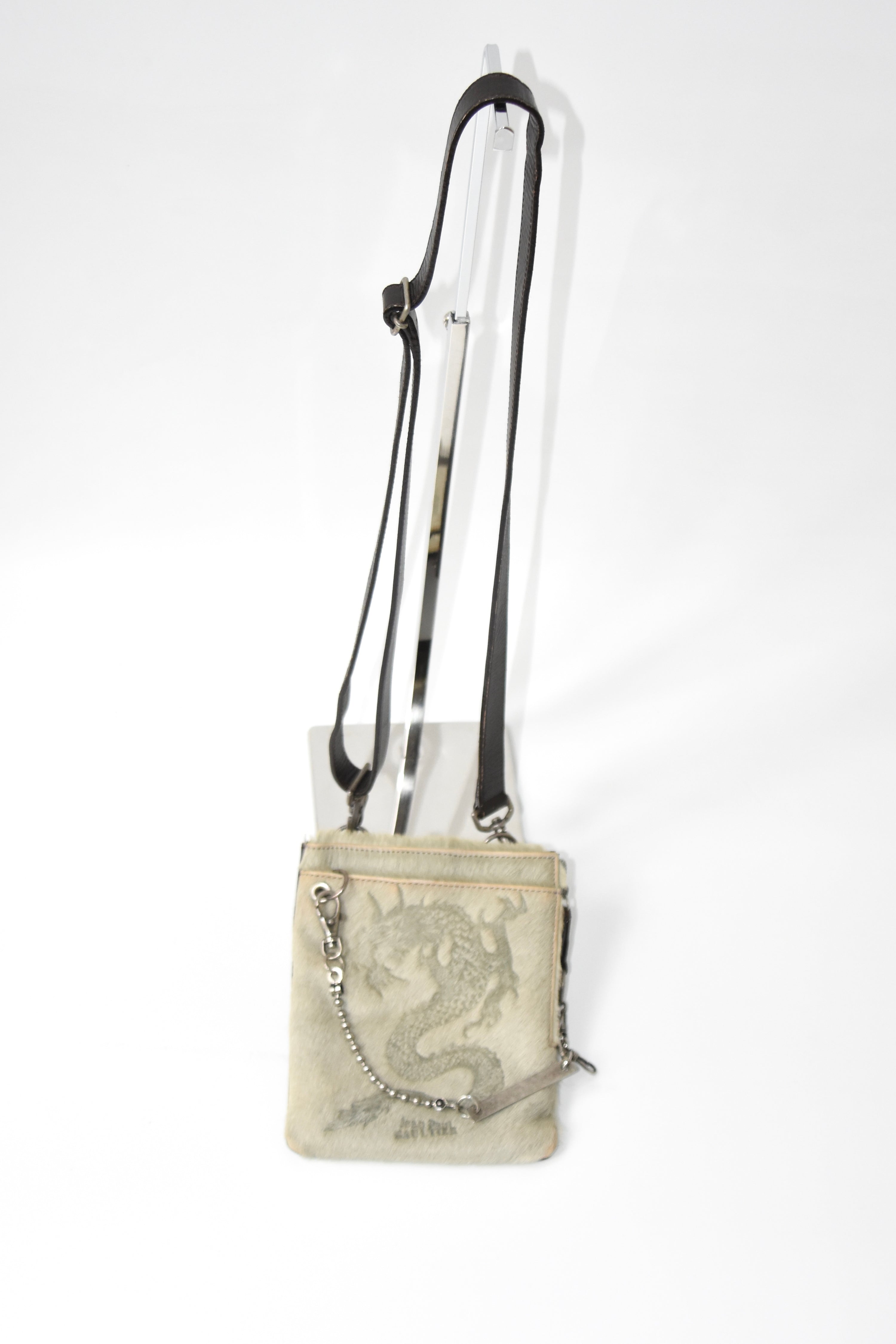 Jean Paul Gaultier Embossed Dragon Pony Hair Shoulder Bag