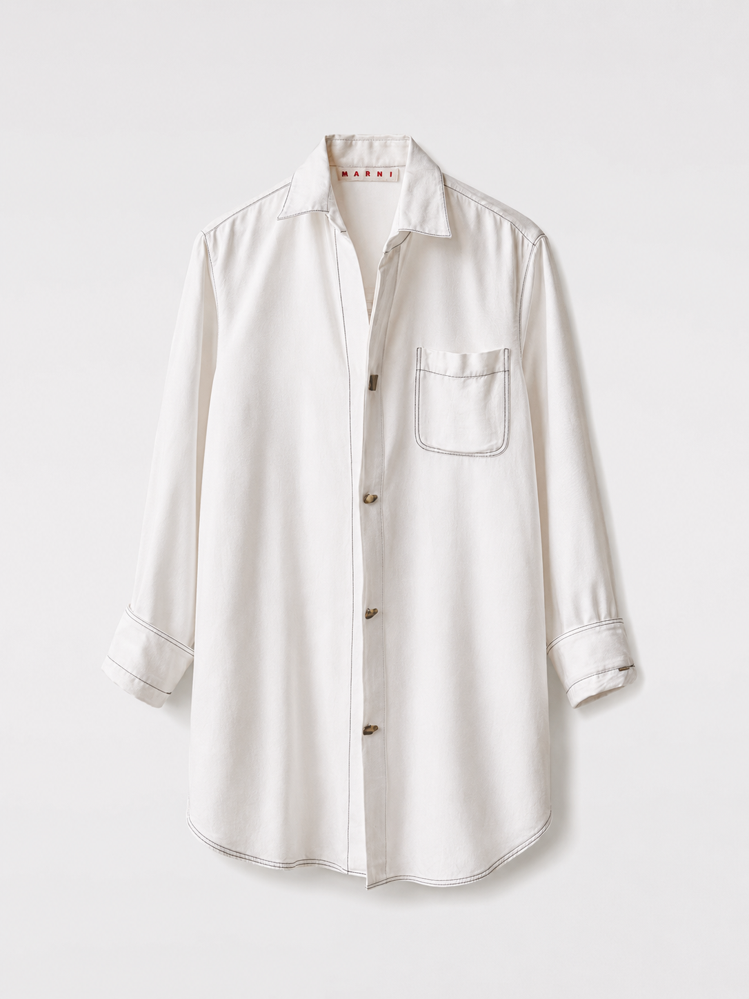 MARNI Iridescent Satin Shirt with Metal Buttons