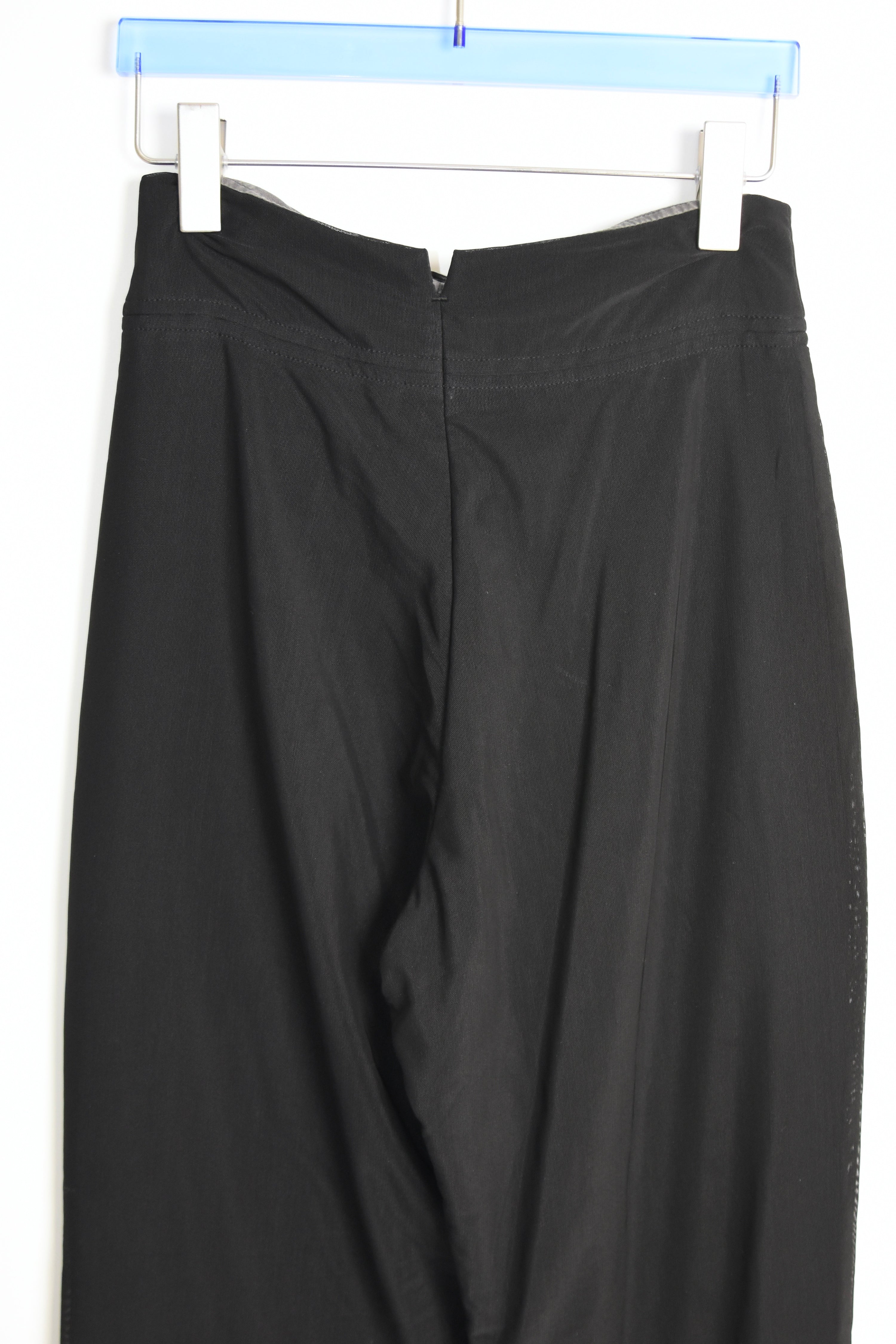 Yohji Yamamoto NOIR Vintage Double-Layer Sheer Mesh Trousers – Size 2 Black Wide-Leg Pants (Made in Japan Archive)