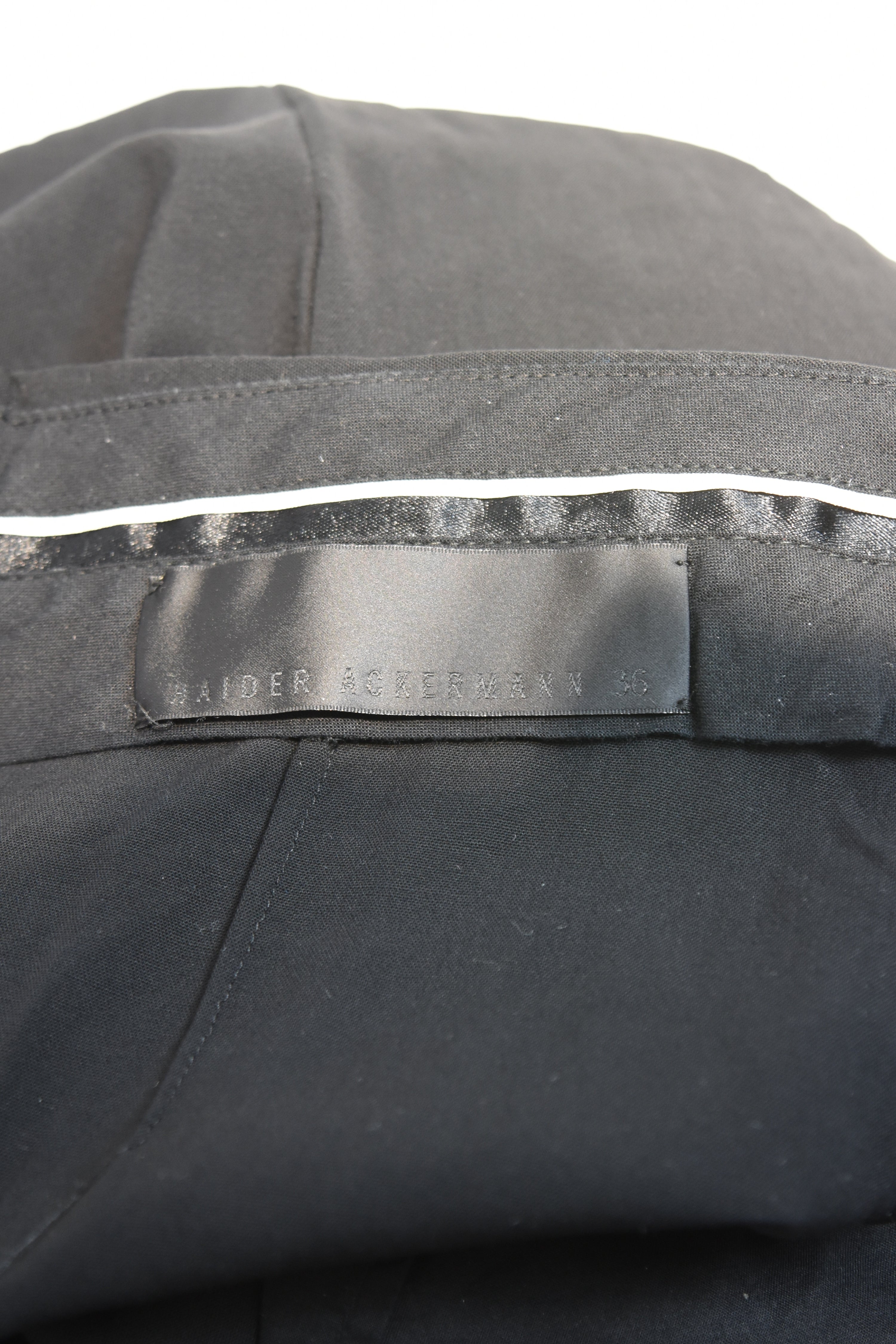 Haider Ackermann Draped Waist Tailored Black Trousers – Sculptural Avant-Garde Designer Pants