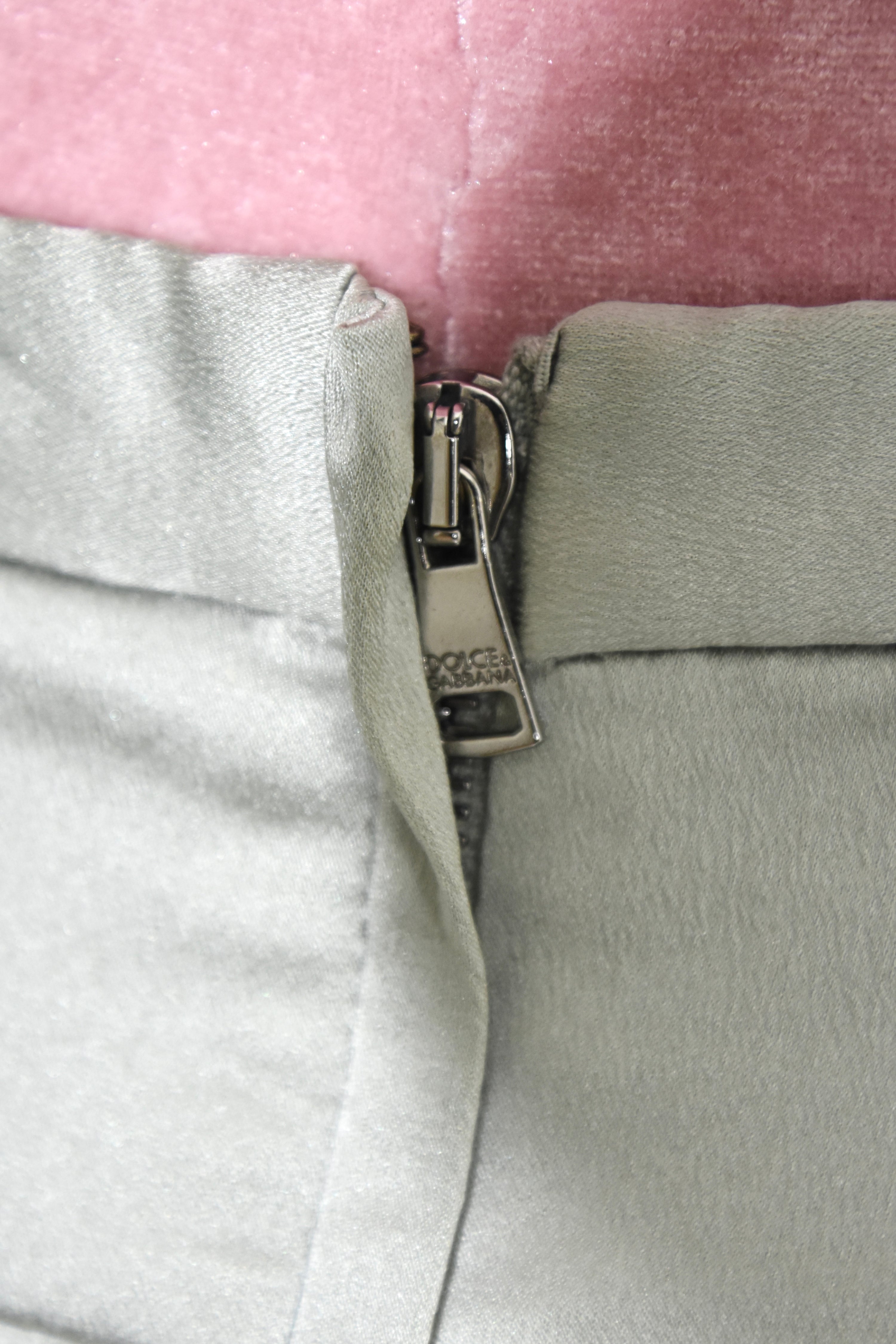 Dolce & Gabbana Silver Satin Panel Skirt