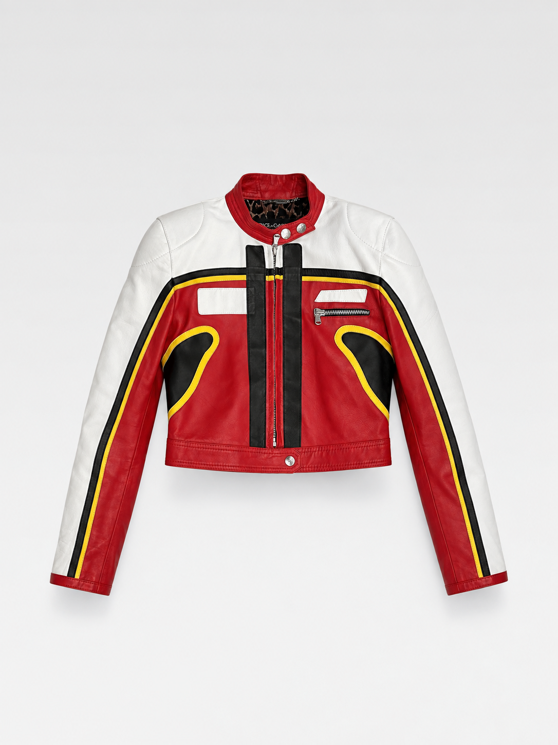 Dolce & Gabbana Spring/Summer 2001 Runway Red Leather Motorcycle Jacket