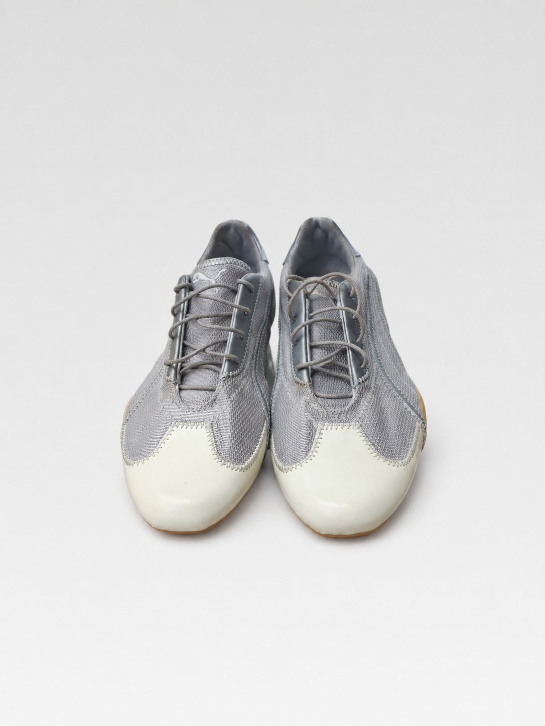 Vintage Puma 2000s Silver Low Profile Sneakers Y2K Minimal Tech Runner Rare Archive
