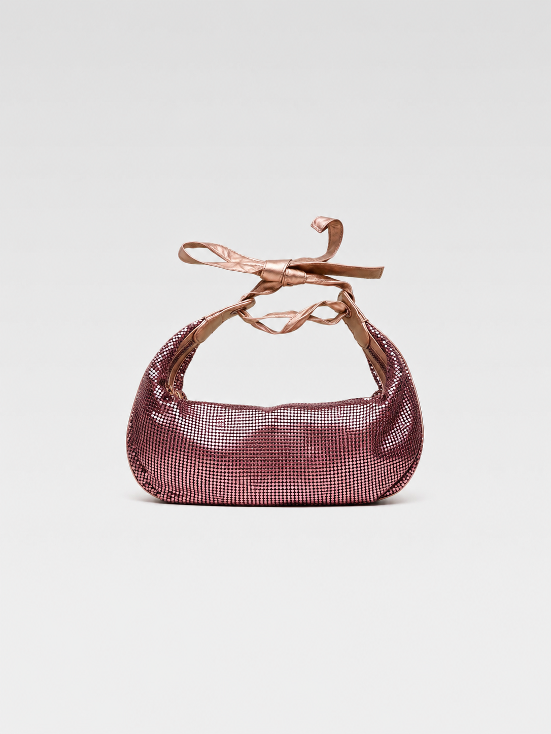 Chloé Vintage Pink Metallic Chainmail Bag – Champagne Leather Bow Handle Rare Y2K Archive Handbag