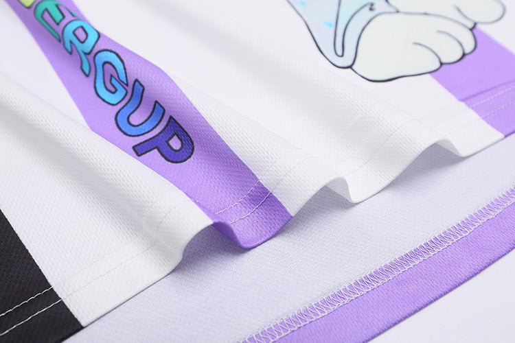 Y2K Cute Football Print Pink and Purple Mesh Breathable Short Sleeve T-shirt