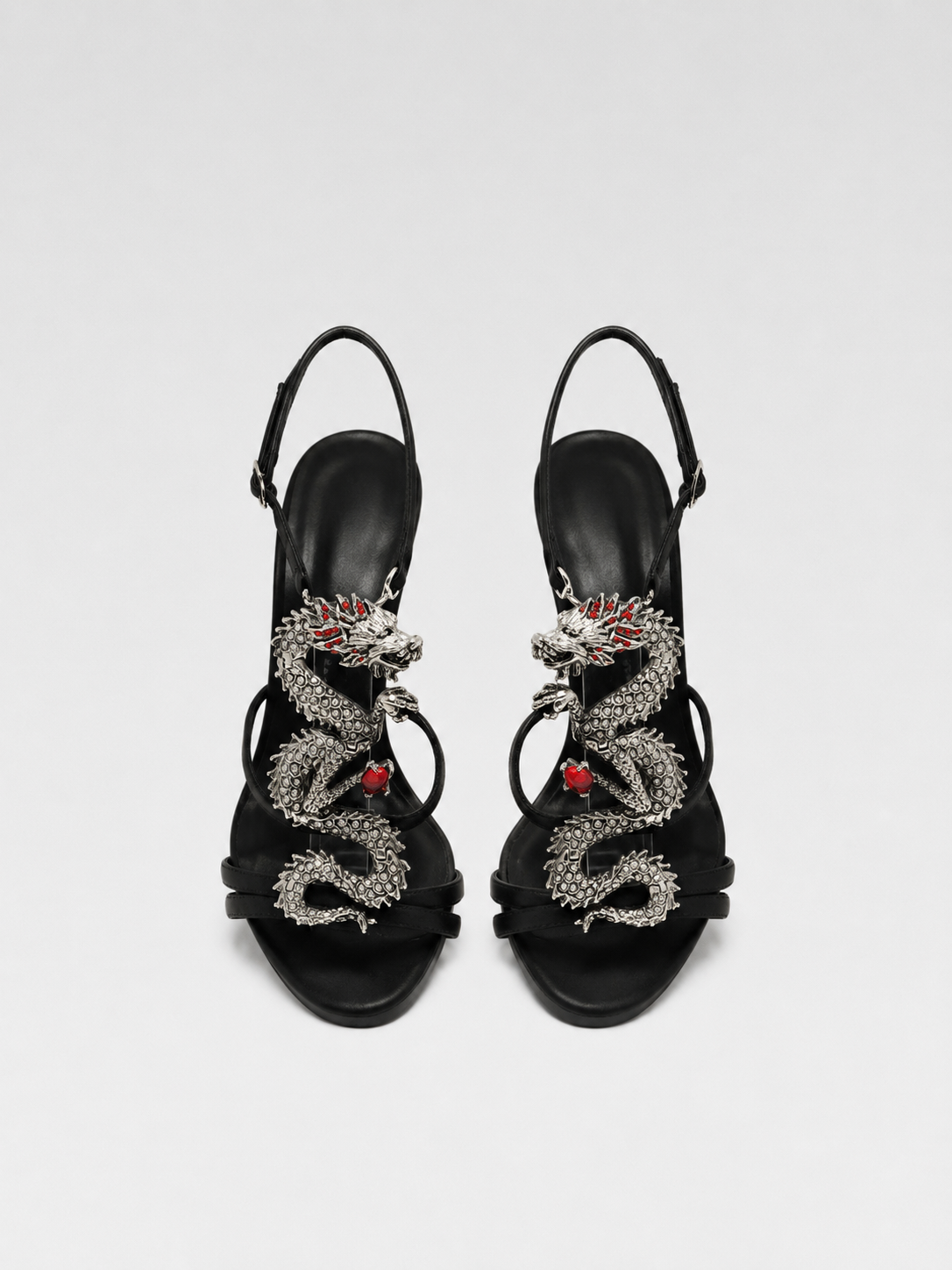 Giuseppe Zanotti Vintage Dragon Heels Black Satin Crystal Embellished Sculptural Sandals Rare Collector Piece Size 37 Italy