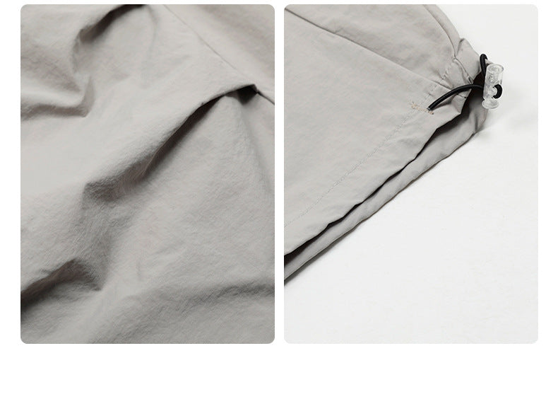 Men's Letter Print Pleated Casual Pants Women's Trendy Loose Cargo Wide-Leg Scimitar Pants