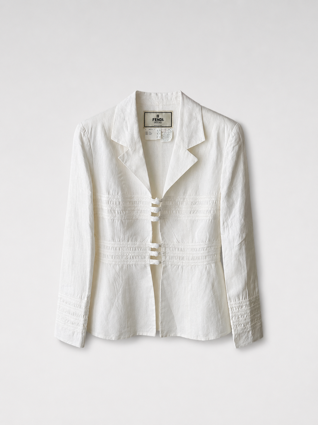 Fendi Vintage 1995 SS Karl Lagerfeld White Linen Archive Jacket