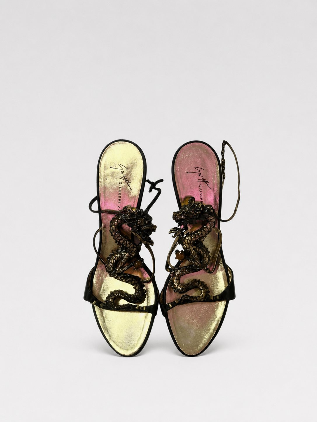 Giuseppe Zanotti Dragon Sculptural Heeled Sandals – Rare Fantasy Archive Statement Piece
