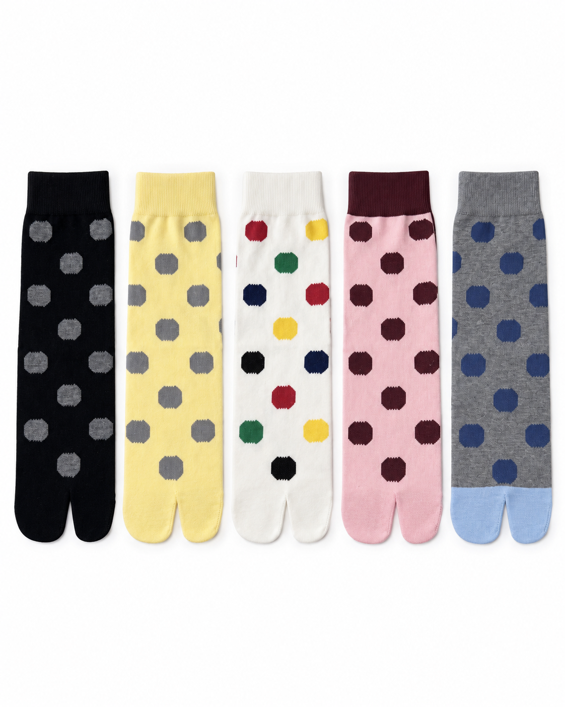 Curated Designer Stock Colorful Polka Dot Sock Bundle — 9-Pair Set