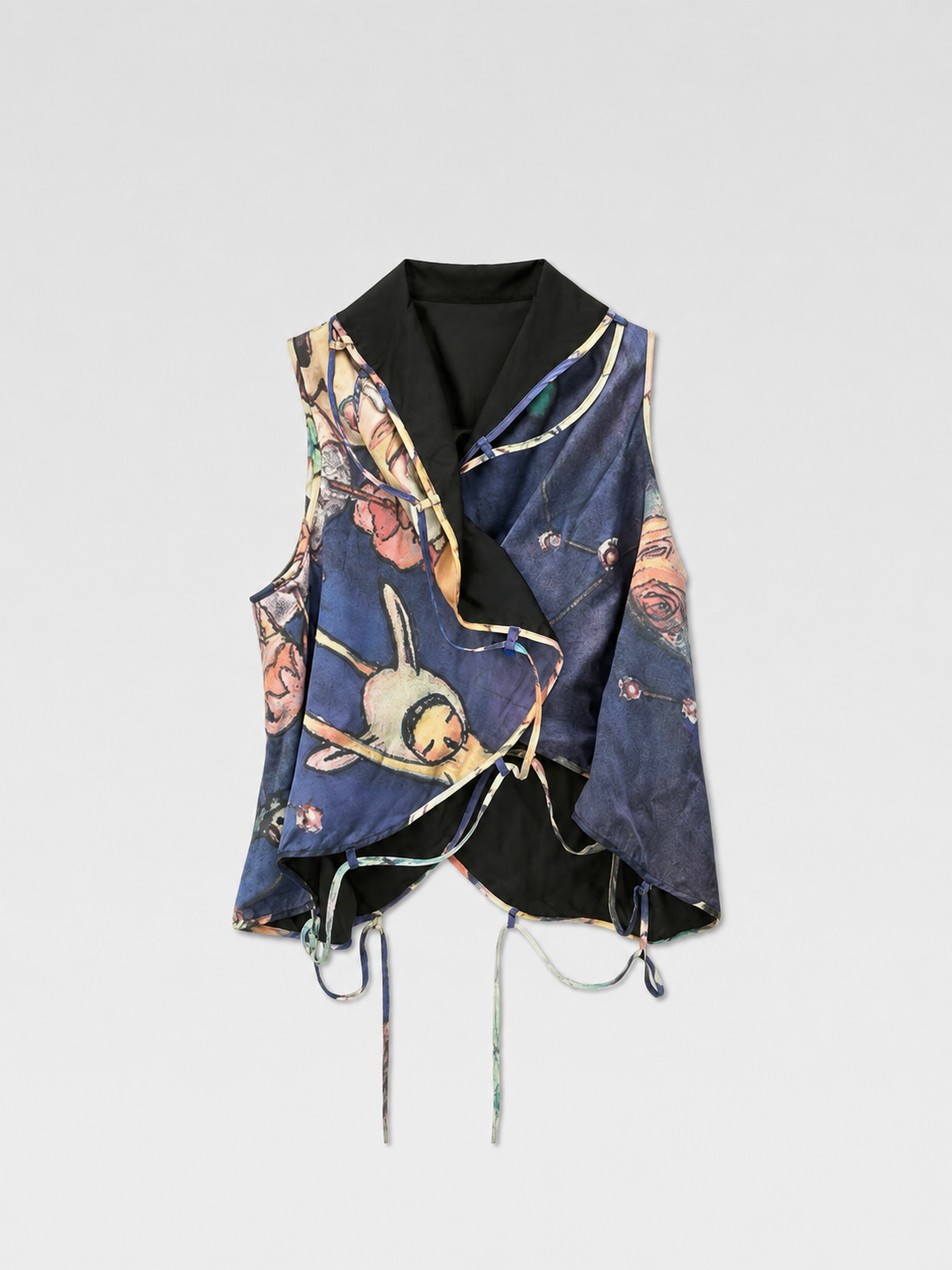 Issey Miyake × Aya Takano Silk Printed Deconstructed Vest – Japanese Art Collaboration Archive Piece