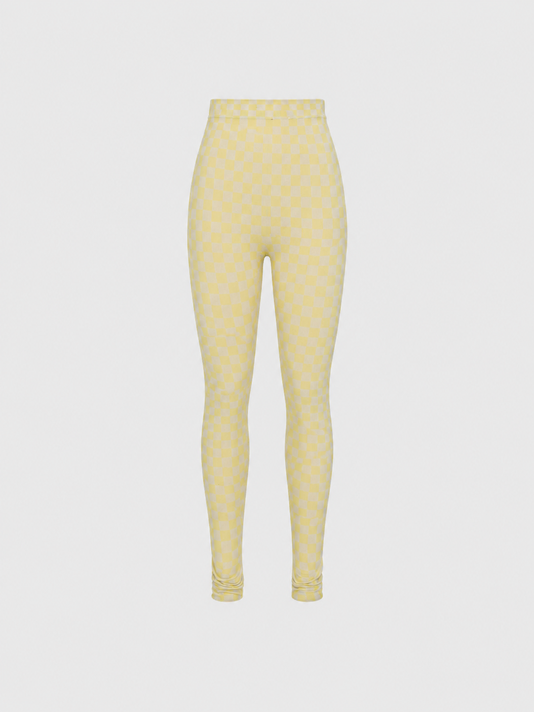 Off-White Yellow-Grey Checkered Knit Leggings