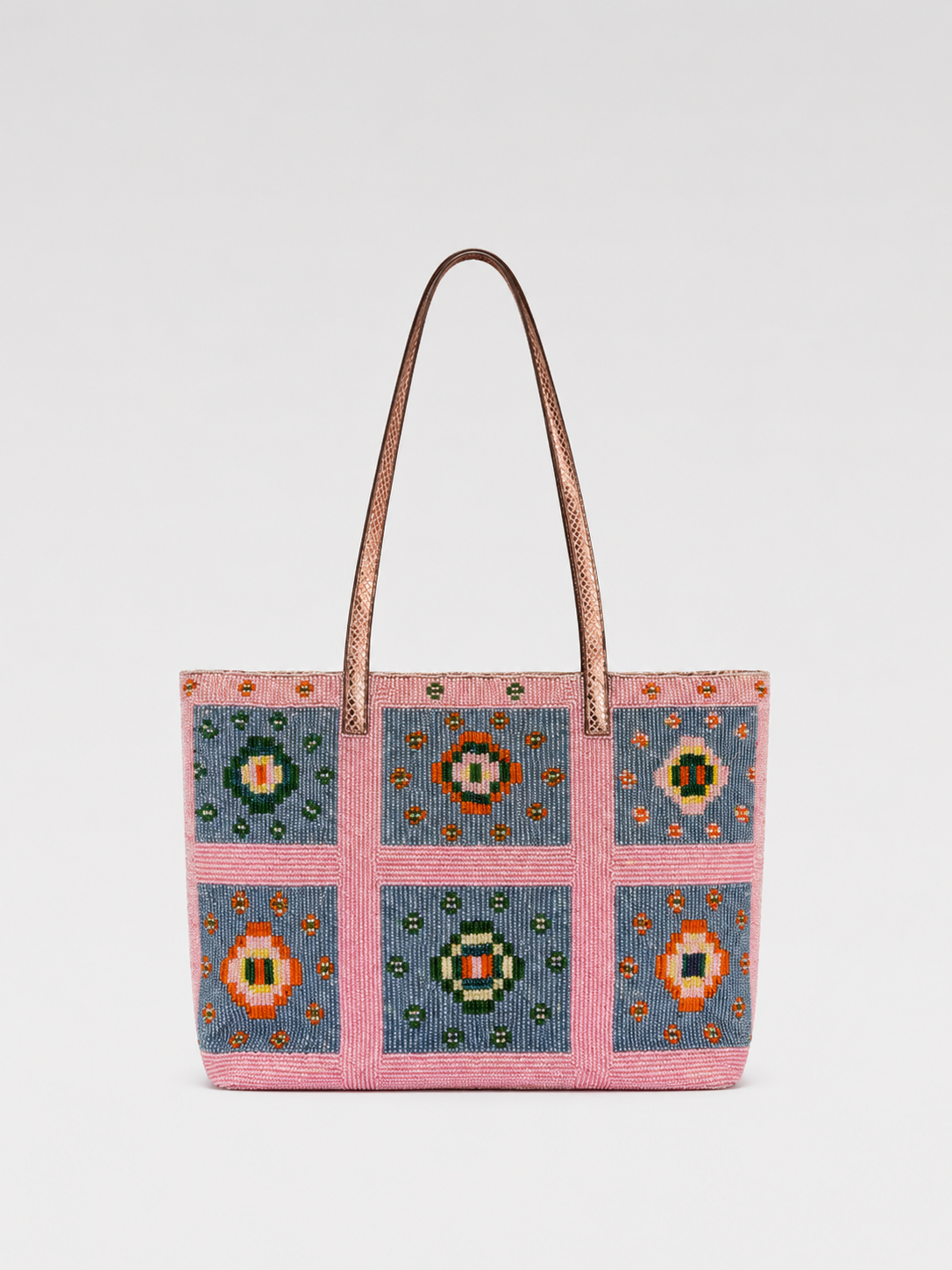 Fendi Vintage Beaded Patchwork Leather Tote Bag – Full Bead Embroidery Rare Archive Piece