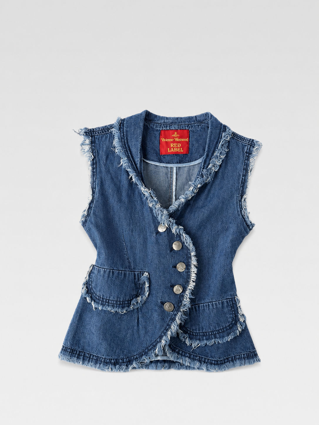 Vivienne Westwood Red Label Asymmetric Denim Vest – Raw Edge Vintage Waistcoat