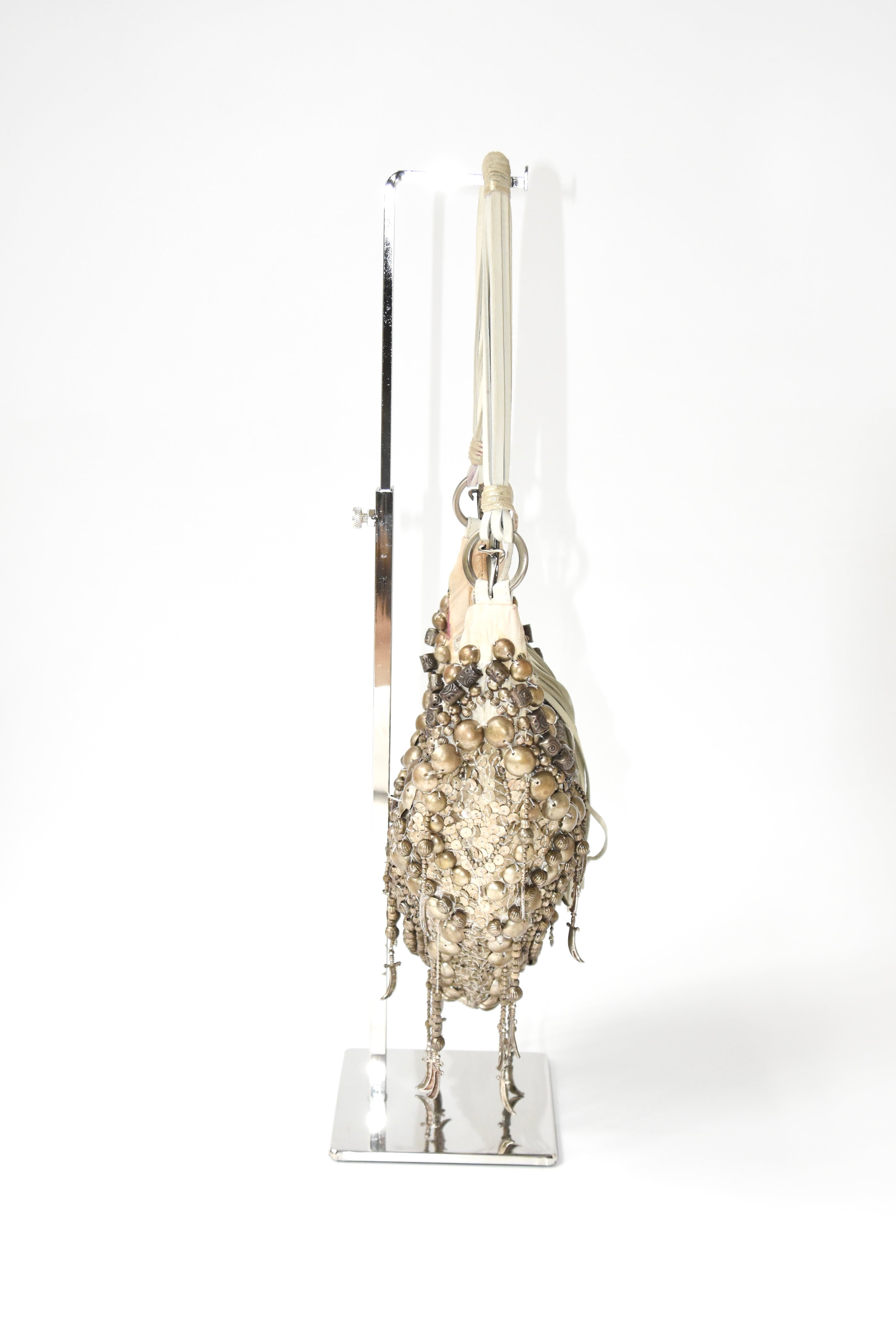 Cesare Paciotti Rare Heavy Metal Beaded Shoulder Bag