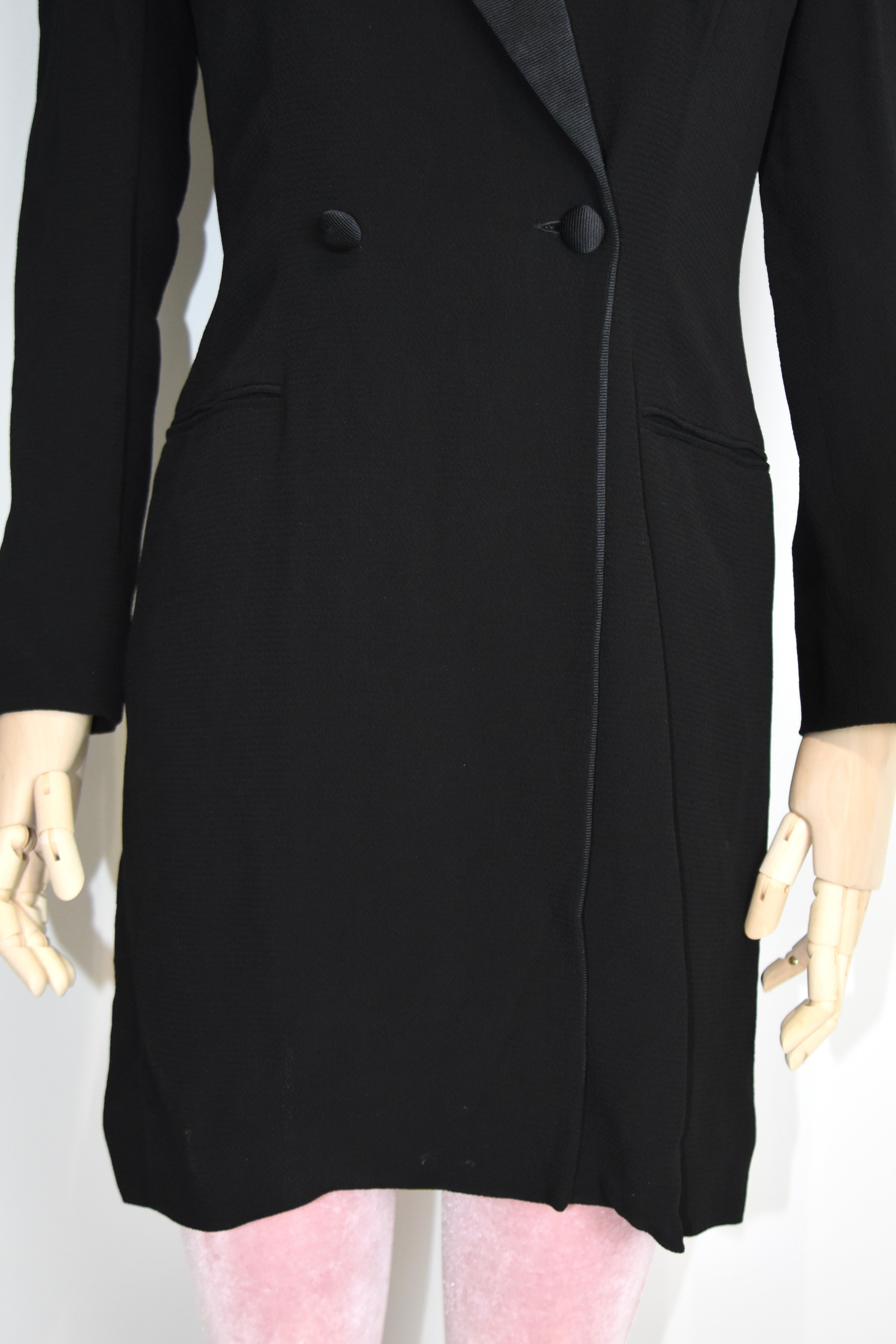 Giorgio Armani Double-Breasted Tailored Blazer Dress – Black Minimalist Power Suit Archive Piece