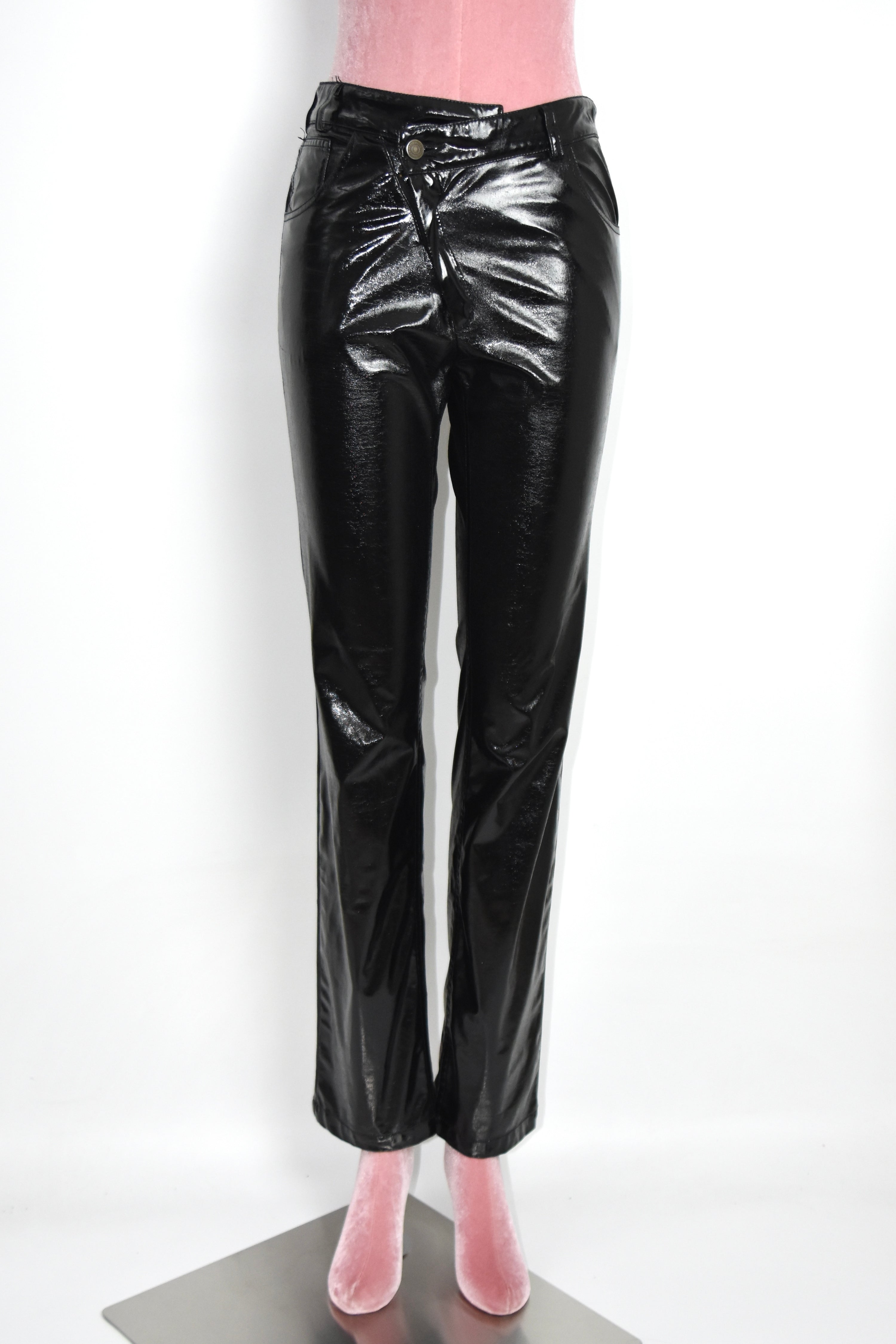 Ottolinger Black Glossy Asymmetric Waistband Trousers
