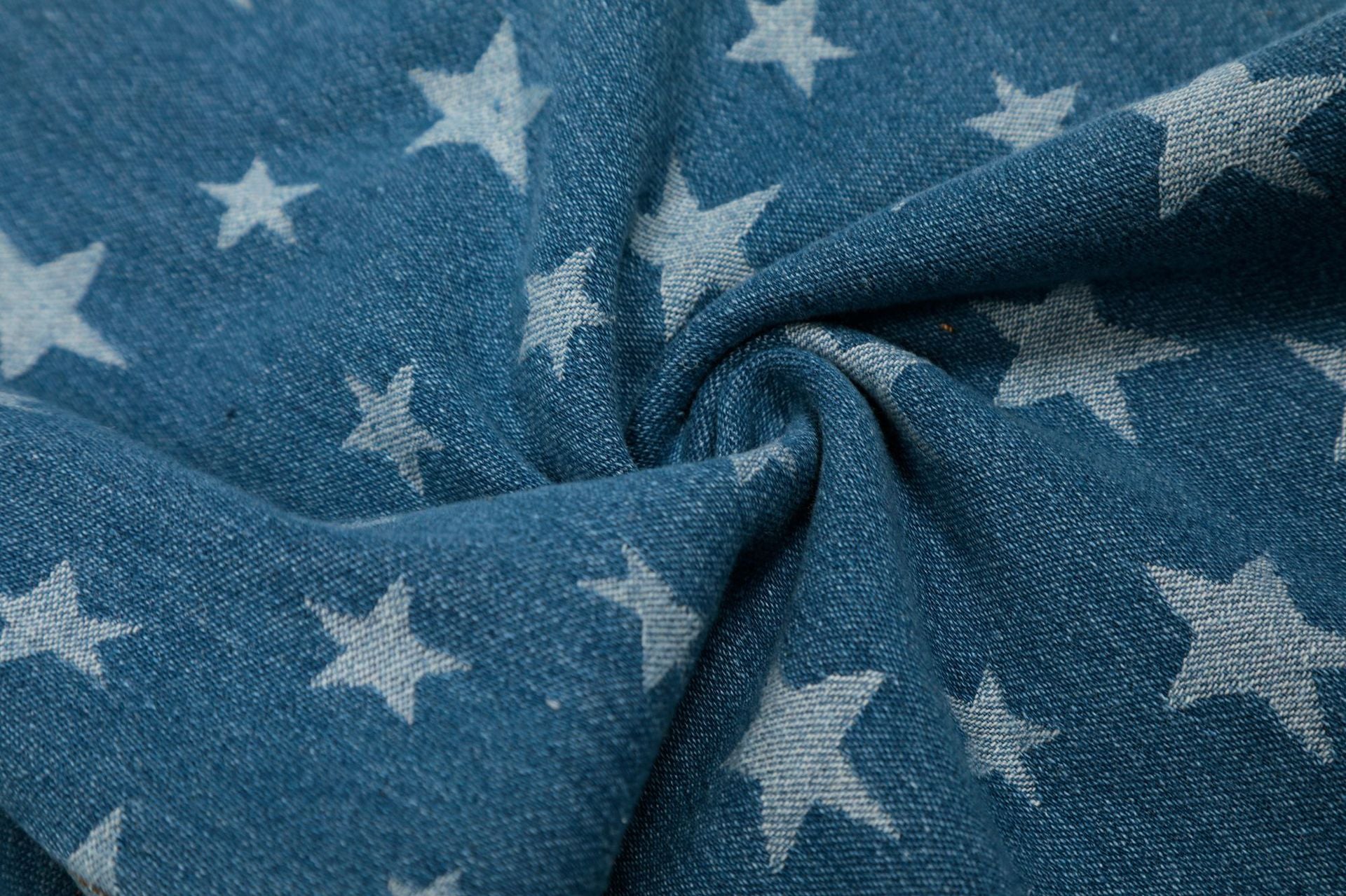 Blue and Bllack Y2K Stars Denim Shorts Straight Jeans
