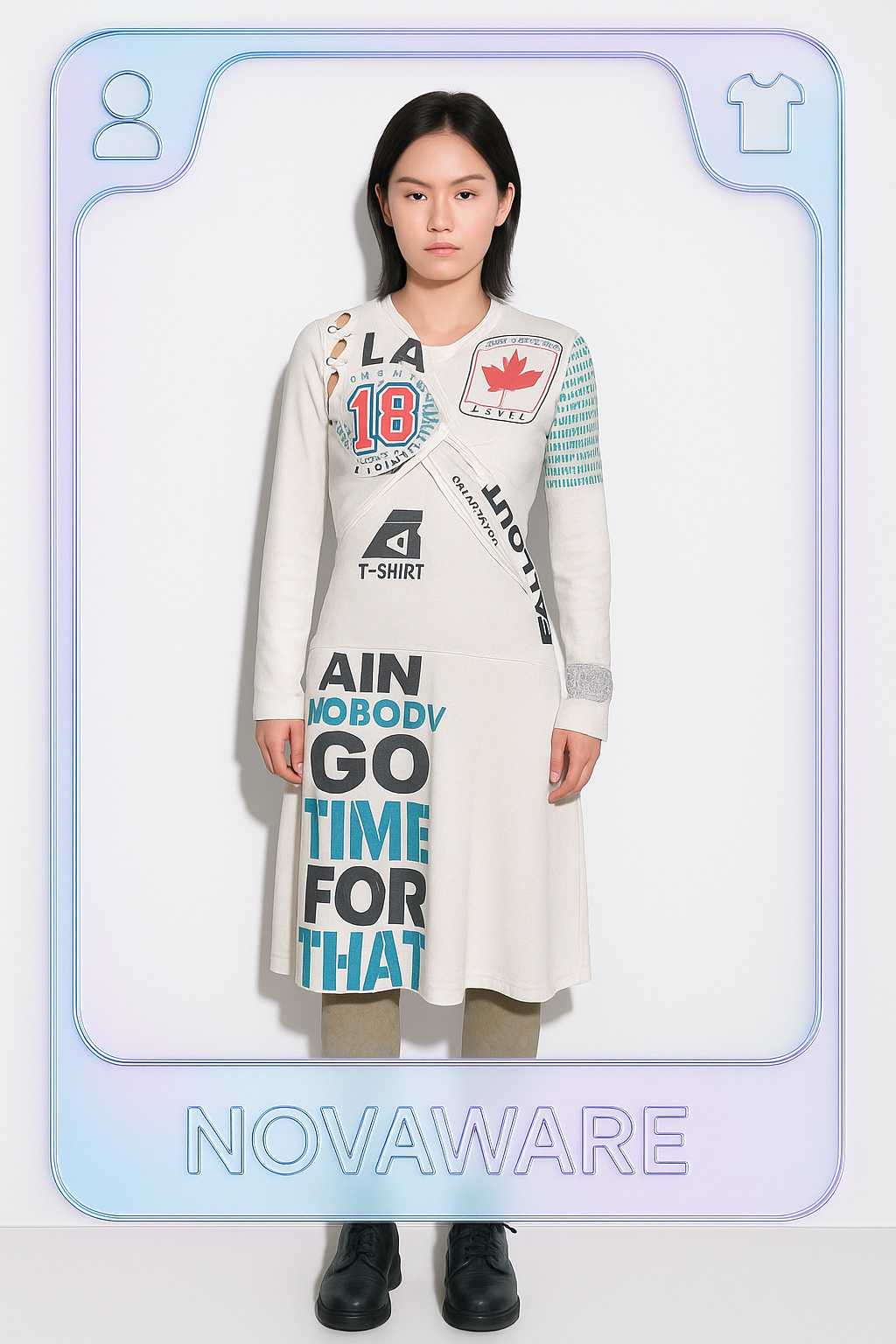 Marine Serre Regenerated Graphic Long Sleeve Dress