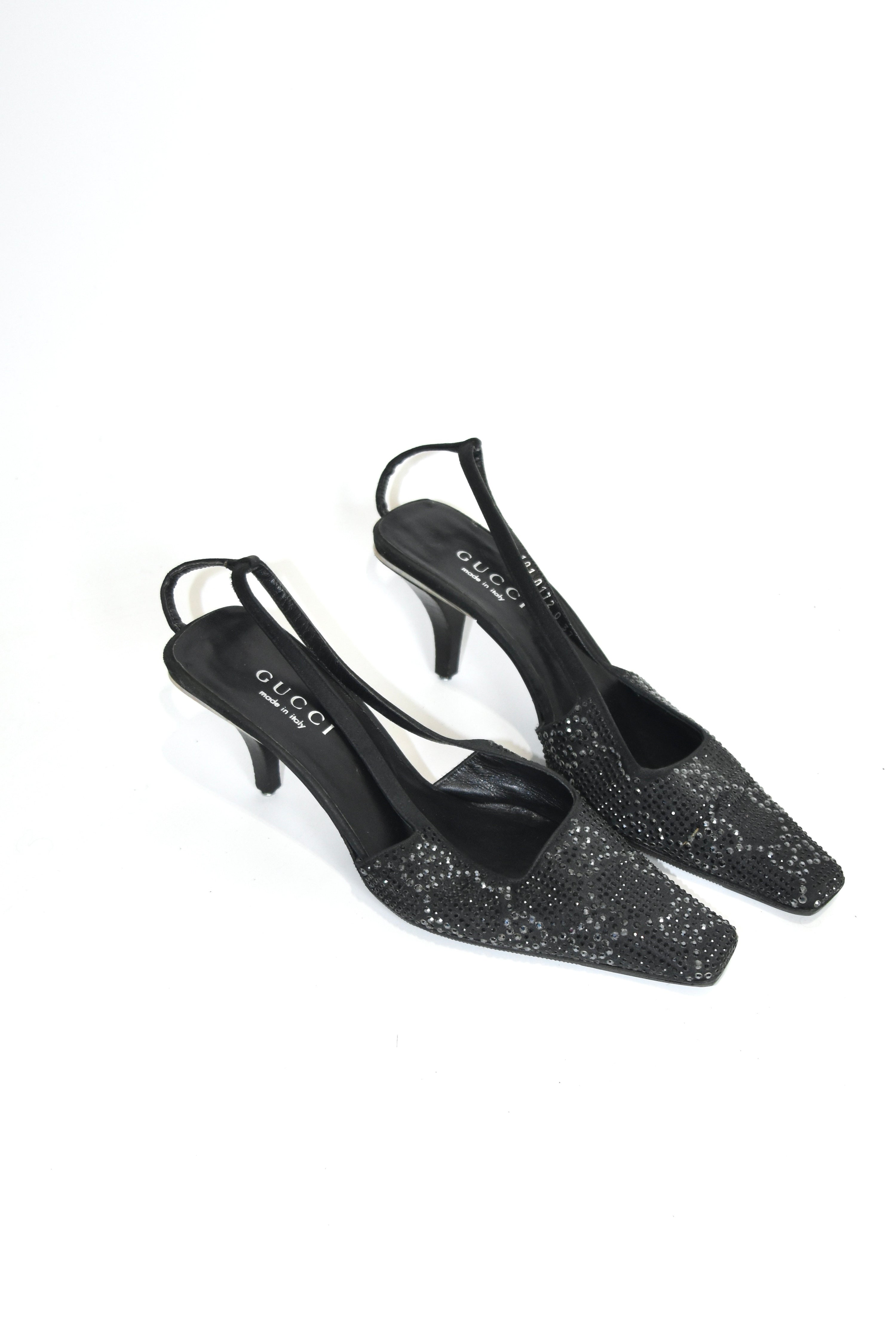 Gucci S/S 1998 Swarovski Crystal GG Slingback Heels