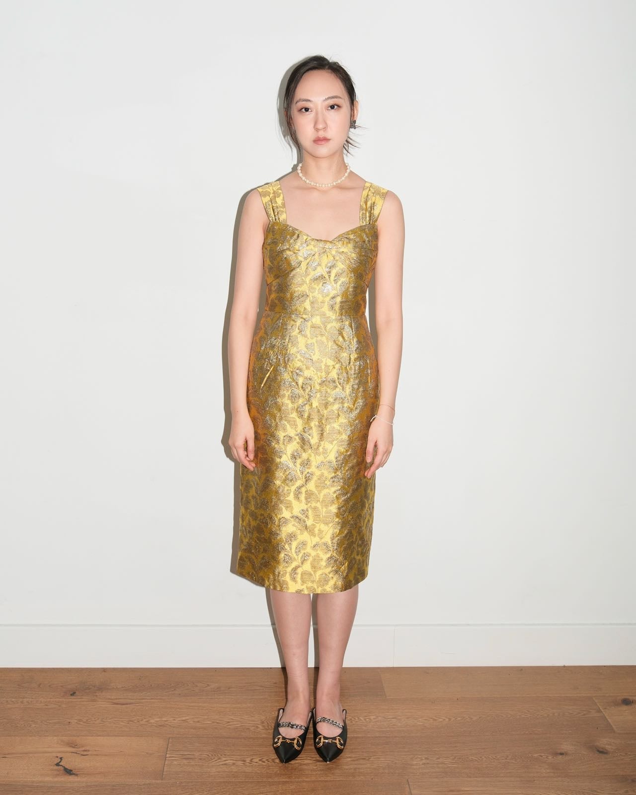 Prada Gold Brocade Sculptural Dress