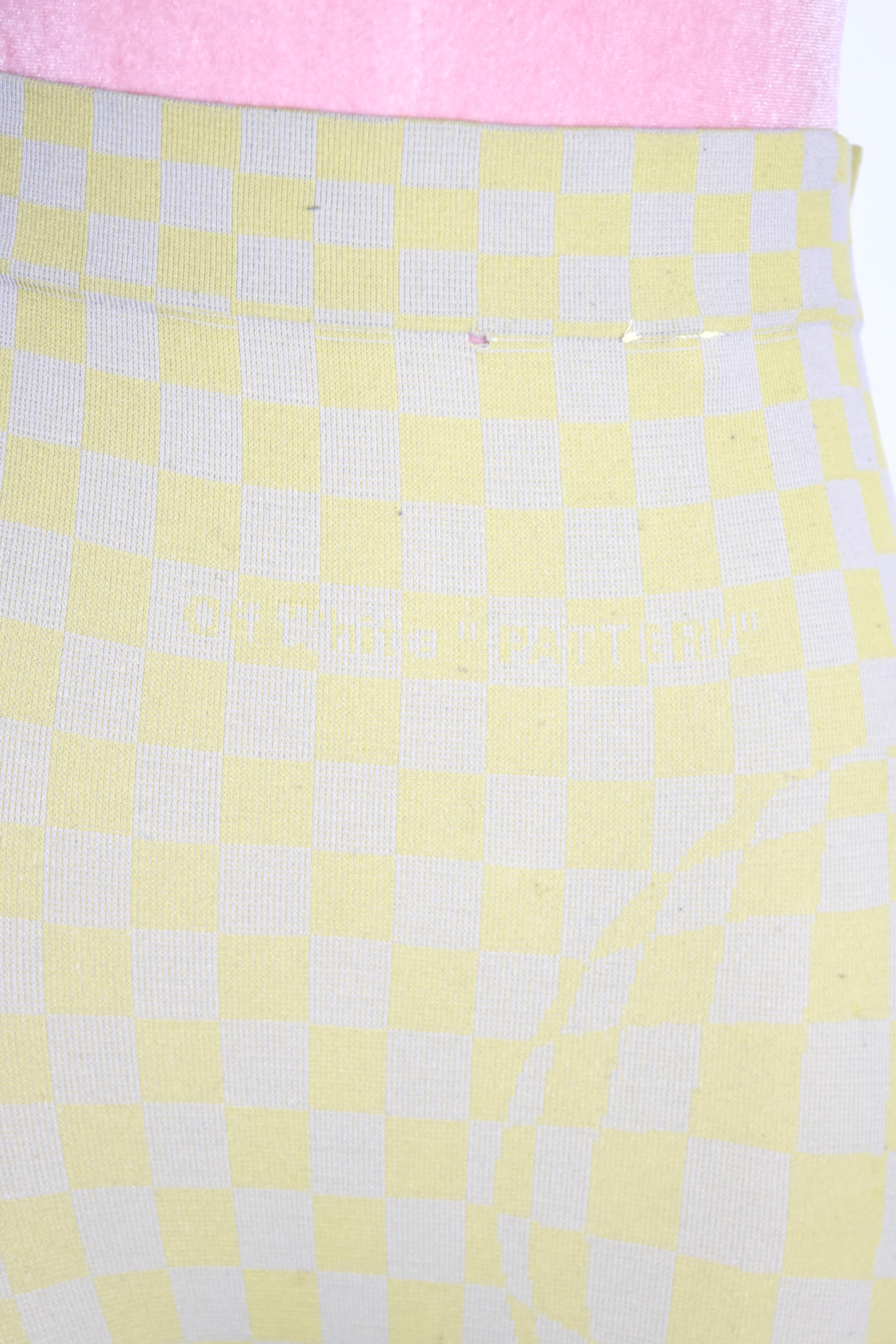 Off-White Yellow-Grey Checkered Knit Leggings